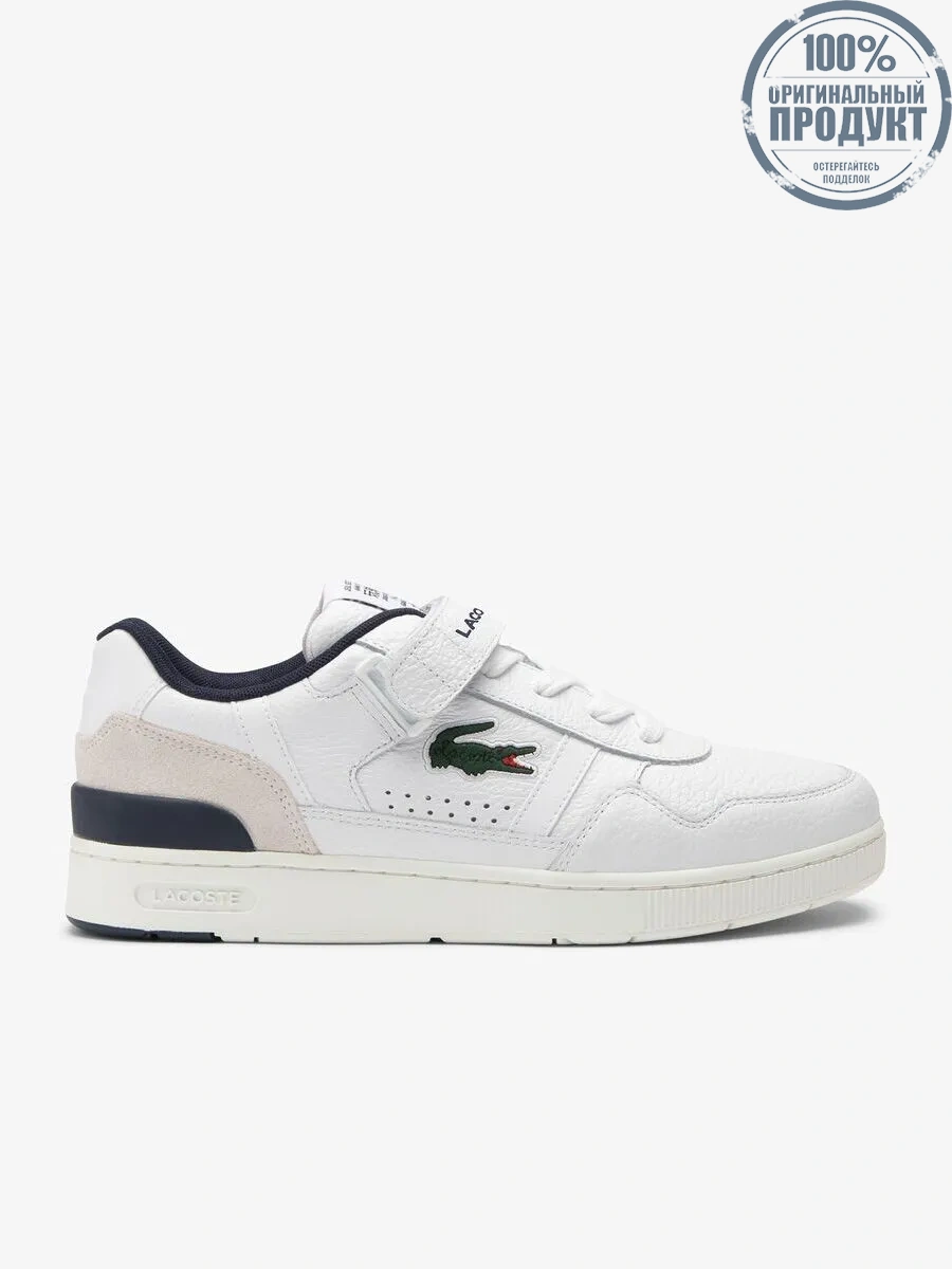 LACOSTE White Women’s T-Clip Velcro Contrasted Collar Leather Trainers LACOSTE White Women’s T-Clip Velcro Contrasted Collar Leather Trainers