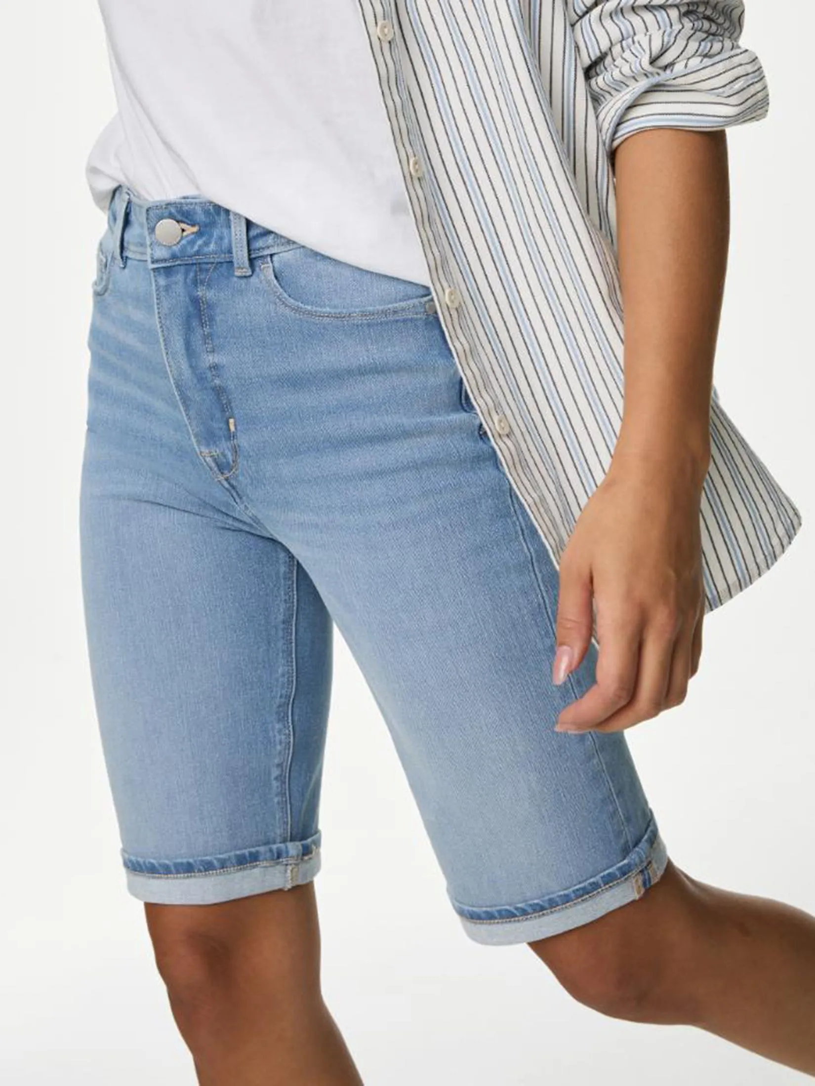 MARKS & SPENCER Women Shorts Magic Shaping Denim High Waisted MARKS & SPENCER Women Shorts Magic Shaping Denim High Waisted