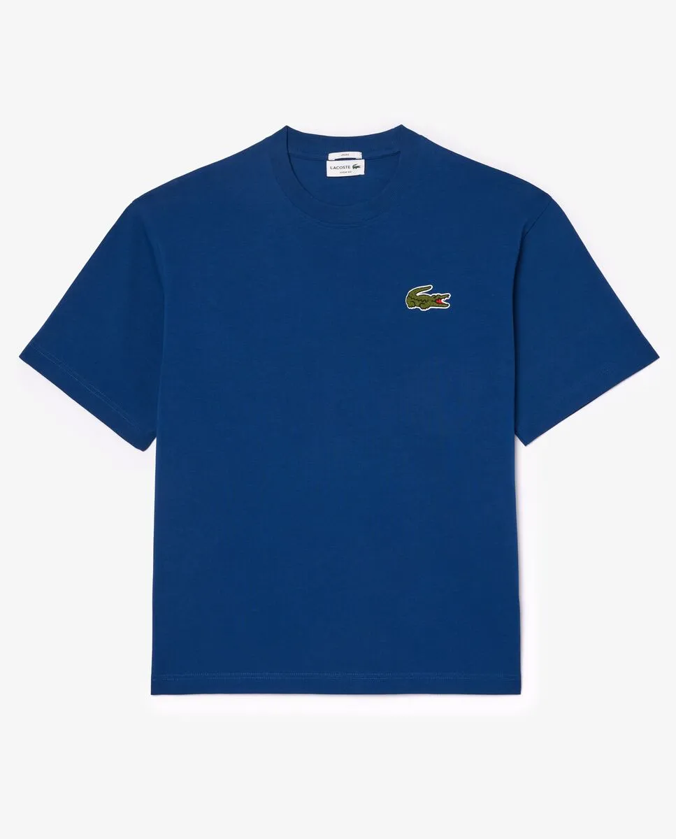 LACOSTE Loose Fit Heavy Cotton Badge T-shirt Blue LACOSTE Loose Fit Heavy Cotton Badge T-shirt Blue
