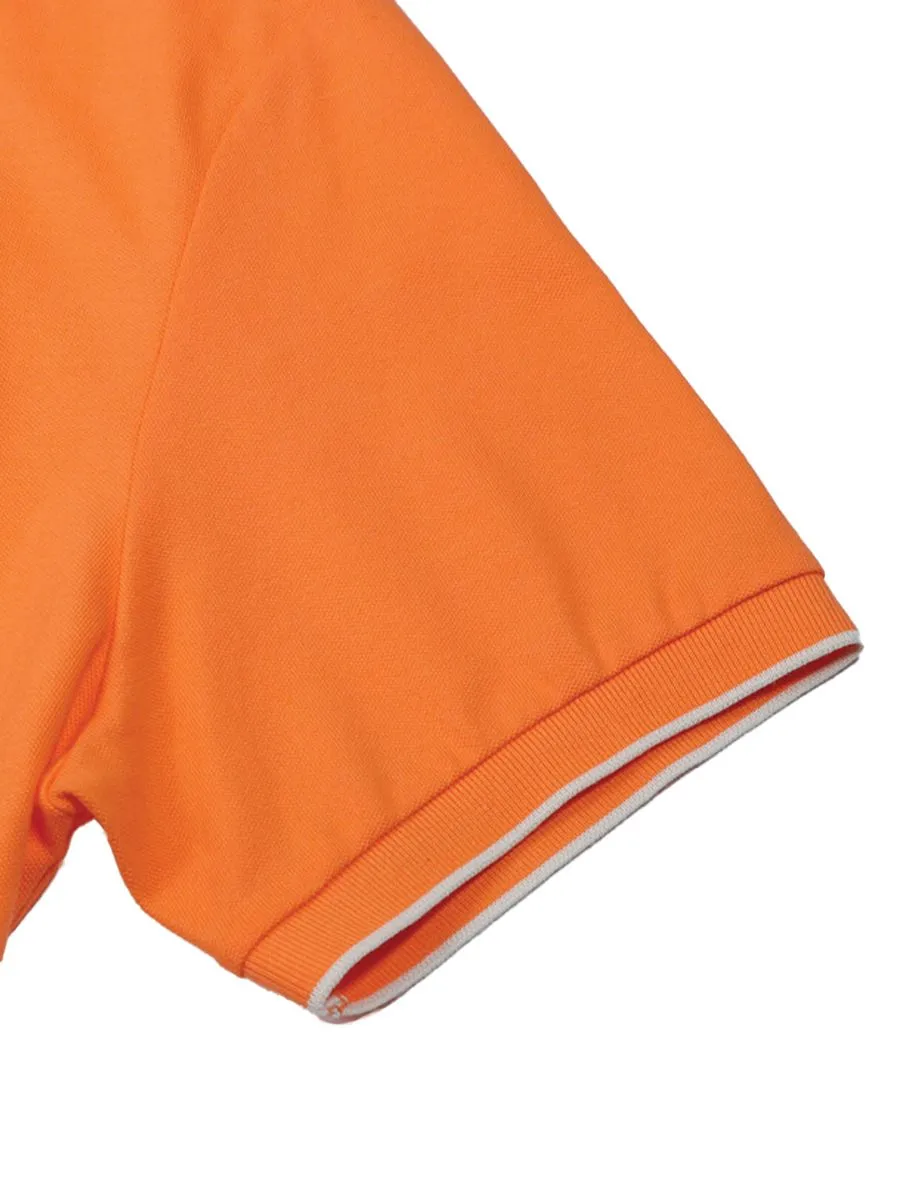 GIORDANO Men's Solid Cotton Lycra Short Sleeve Tapered Polo Orange GIORDANO Men's Solid Cotton Lycra Short Sleeve Tapered Polo Orange