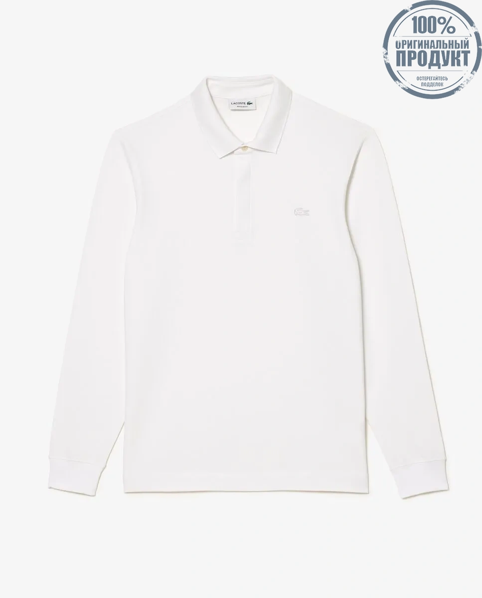 LACOSTE Smart Paris Long Sleeve Stretch Cotton Polo Shirt White LACOSTE Smart Paris Long Sleeve Stretch Cotton Polo Shirt White