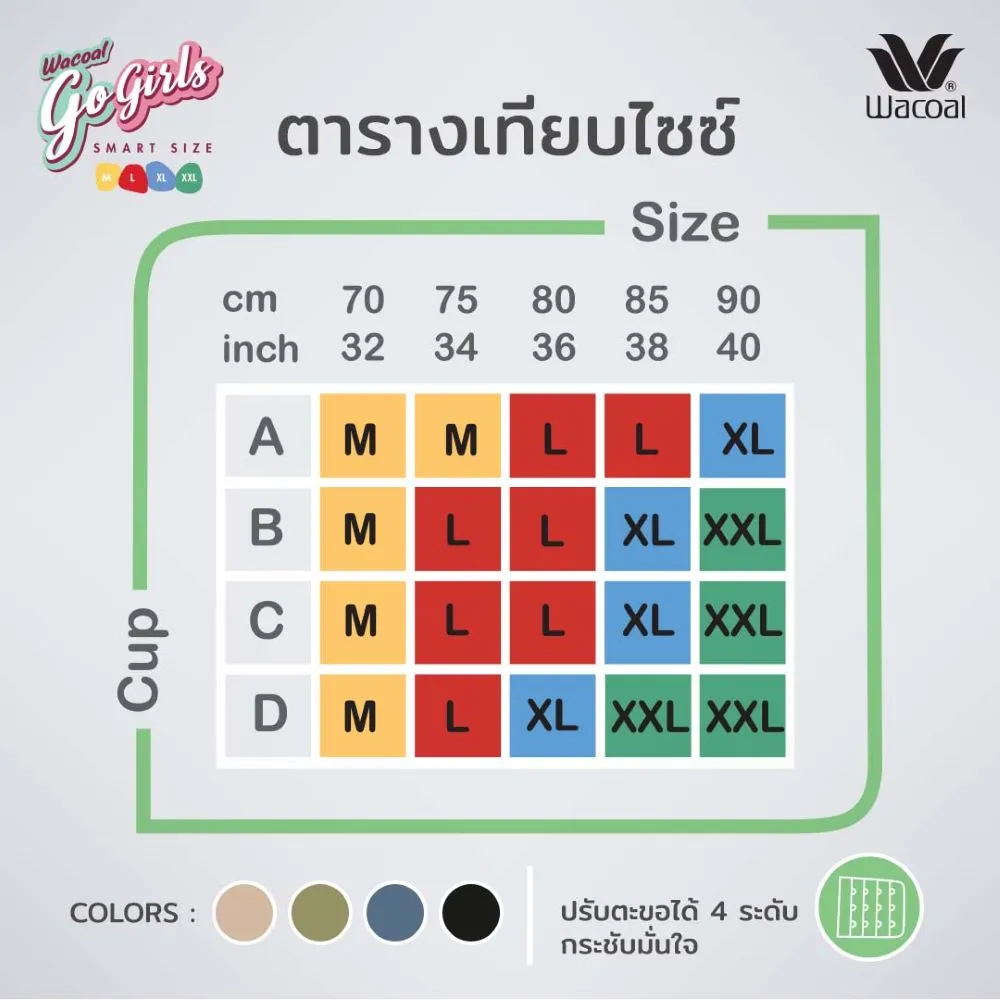 WACOAL Black Go Girls Jelly Bra WB3Y28 Set 3 Pcs. WACOAL Black Go Girls Jelly Bra WB3Y28 Set 3 Pcs.