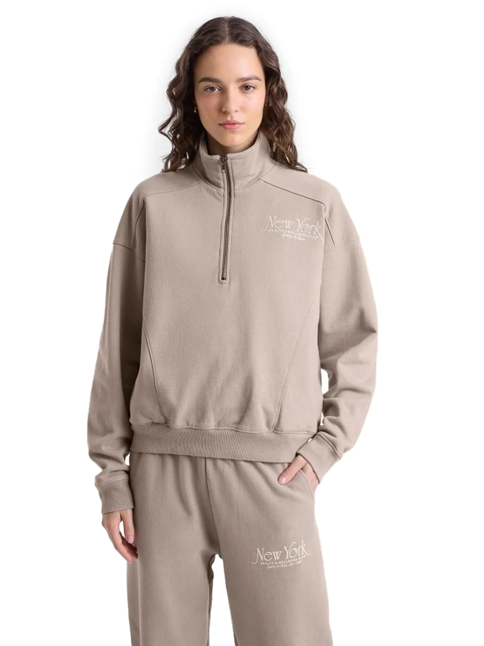 SPORTY & RICH Unisex Sweatpants NY 96 Elephant/White SPORTY & RICH Unisex Sweatpants NY 96 Elephant/White
