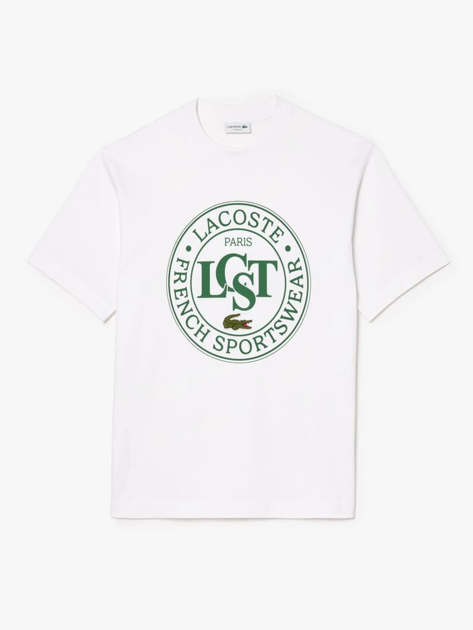 LACOSTE Loose Fit Heavy Cotton Printed T-shirt White LACOSTE Loose Fit Heavy Cotton Printed T-shirt White