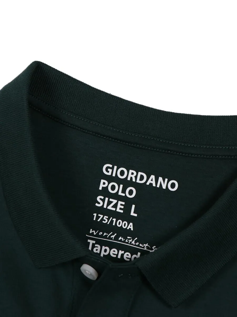 GIORDANO Men's short sleeve polo shirt interlock fabric Red Green GIORDANO Men's short sleeve polo shirt interlock fabric Red Green