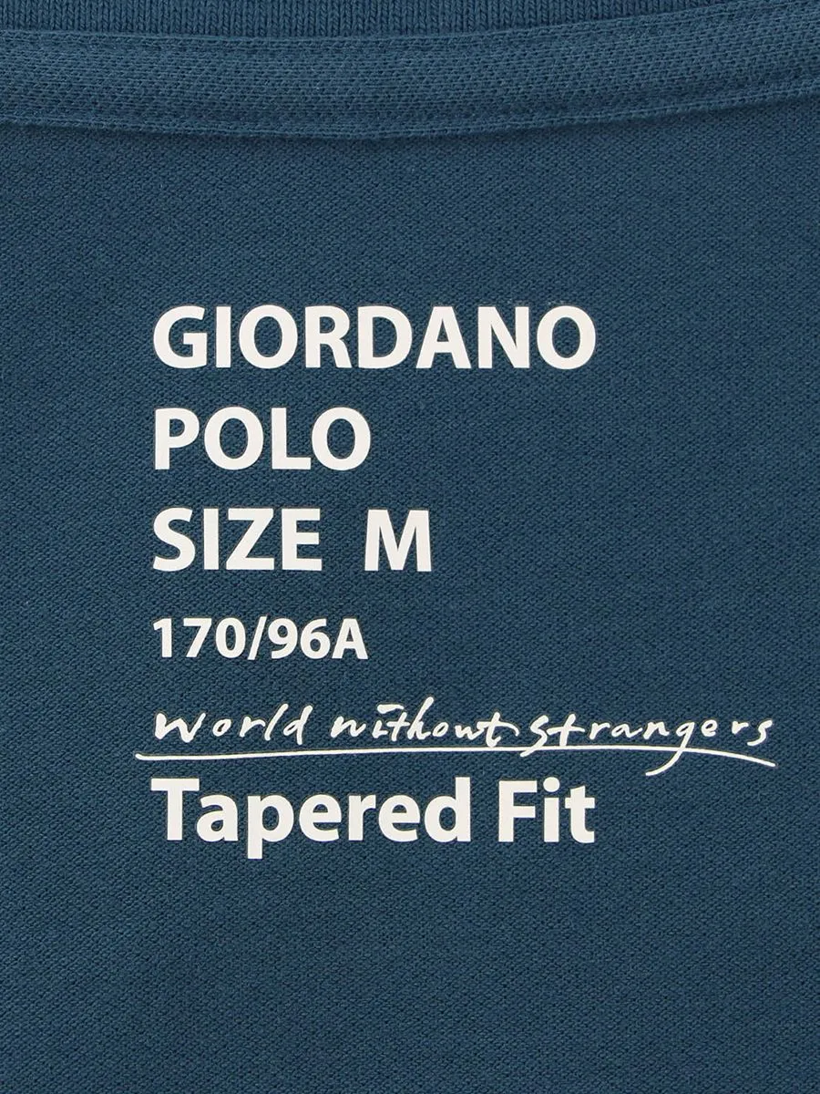 GIORDANO Men's Solid Cotton Lycra Short Sleeve Tapered Polo Mallard Blue GIORDANO Men's Solid Cotton Lycra Short Sleeve Tapered Polo Mallard Blue