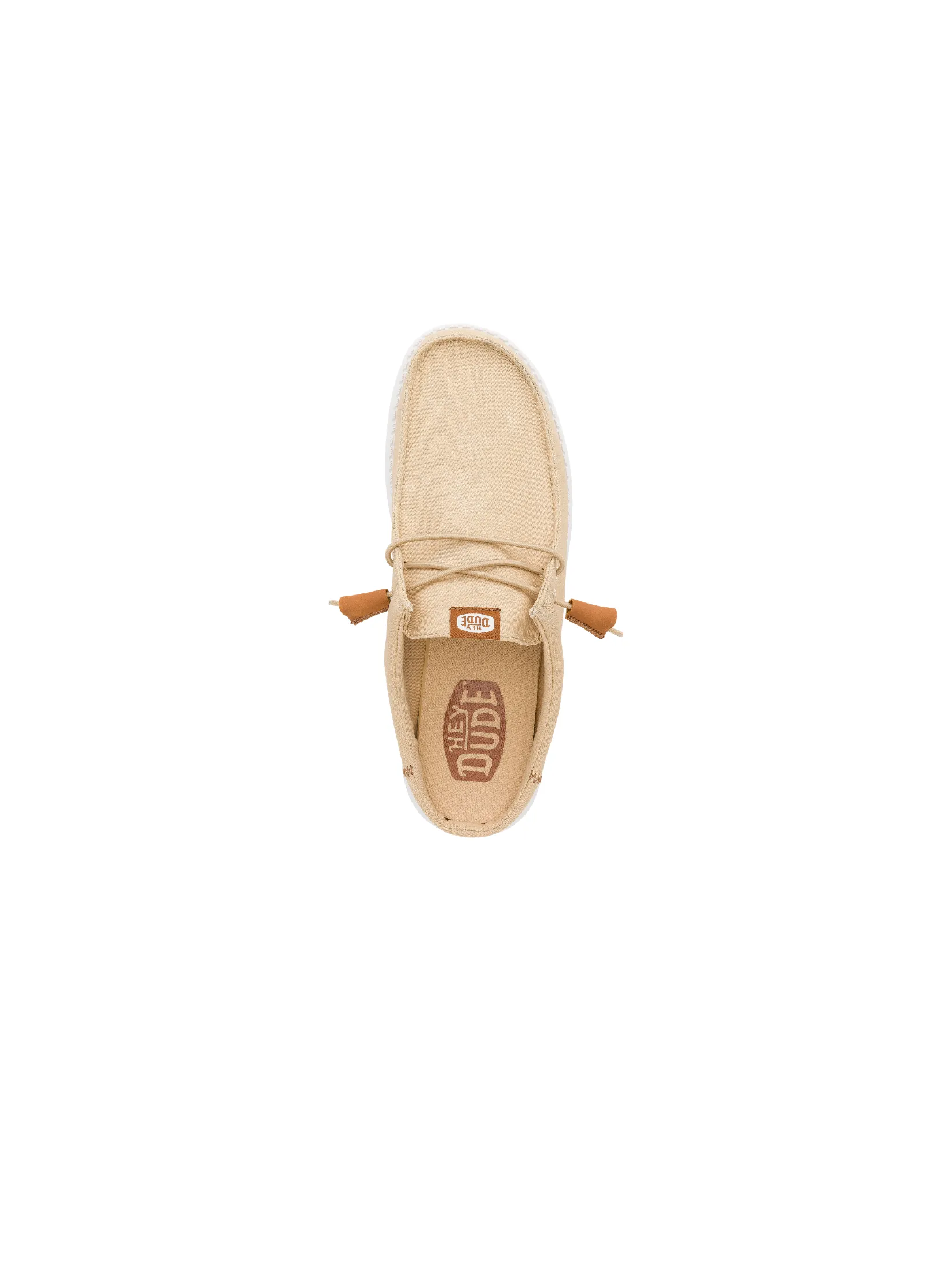 HEYDUDE WALLY STRETCH CANVAS SLIP - TAN/WHITE HEYDUDE WALLY STRETCH CANVAS SLIP - TAN/WHITE