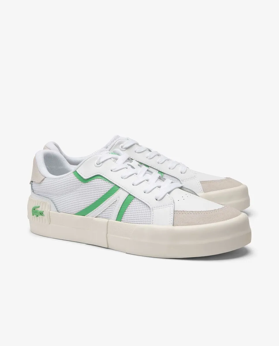 LACOSTE White Men’s L004 Contrasted Accent Trainers LACOSTE White Men’s L004 Contrasted Accent Trainers