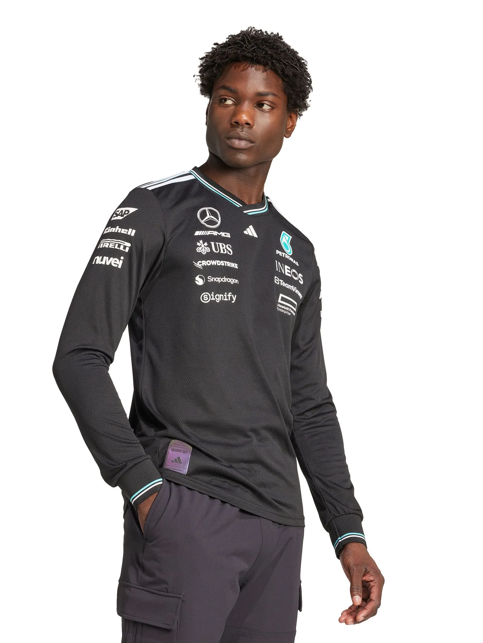 ADIDAS Men Driver Jersey Authentic Long Sleeve Mercedes - Amg Petronas Formula One Team Black ADIDAS Men Driver Jersey Authentic Long Sleeve Mercedes - Amg Petronas Formula One Team Black