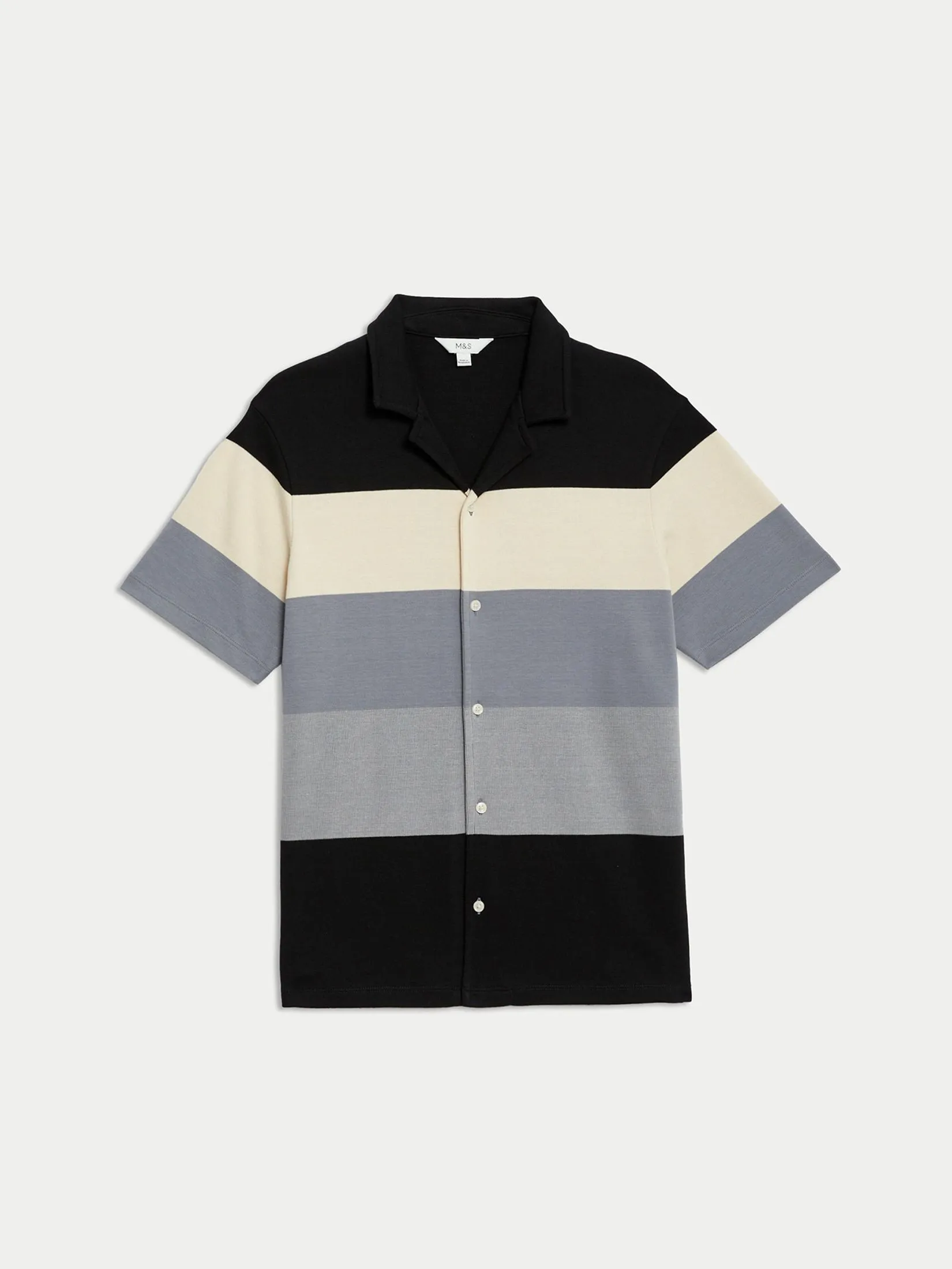 MARKS & SPENCER Men Polo Shirt Pure Cotton Double Knit Black Mix MARKS & SPENCER Men Polo Shirt Pure Cotton Double Knit Black Mix