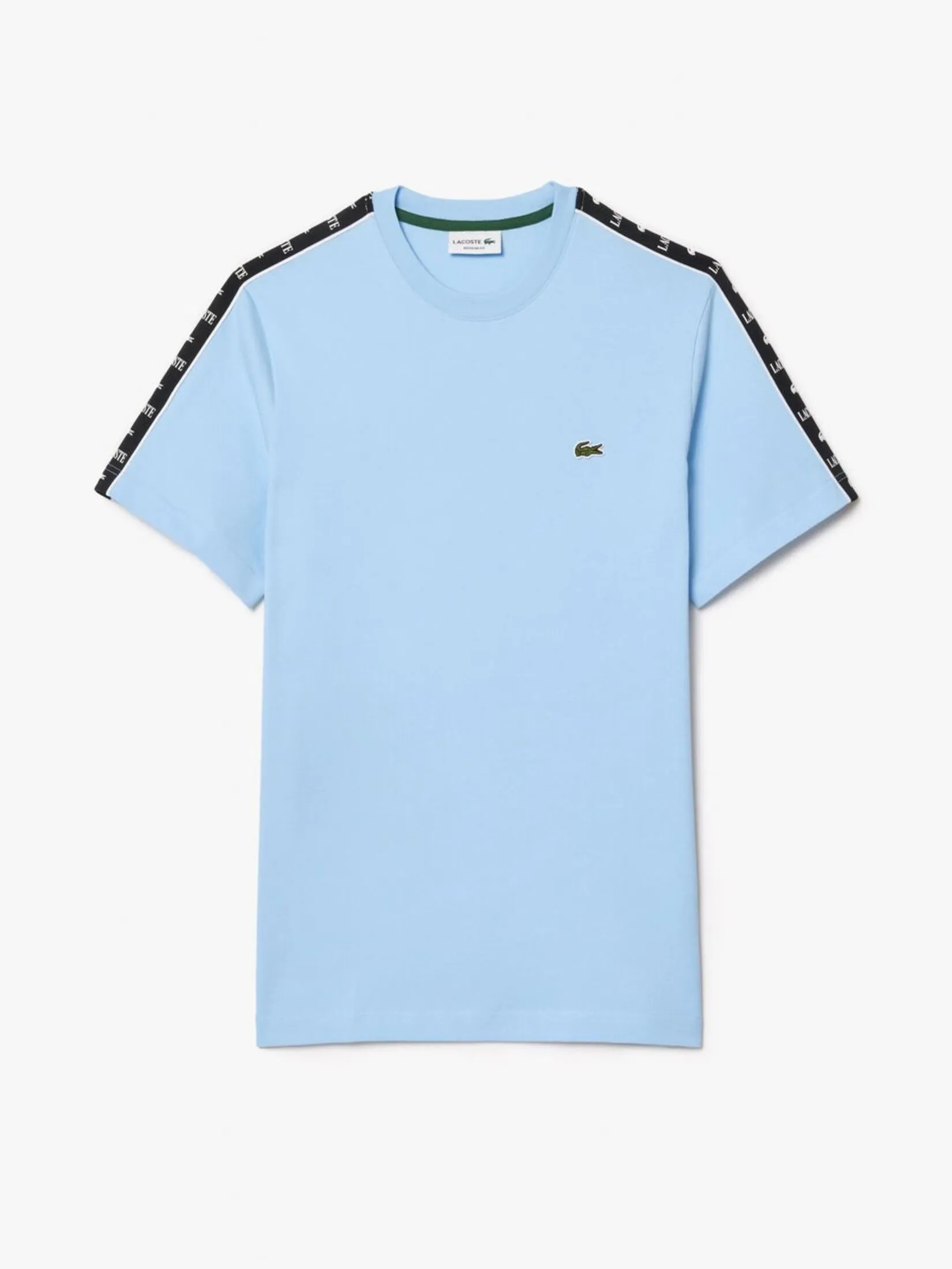 LACOSTE Logo Stripe Cotton T-shirt Blue LACOSTE Logo Stripe Cotton T-shirt Blue