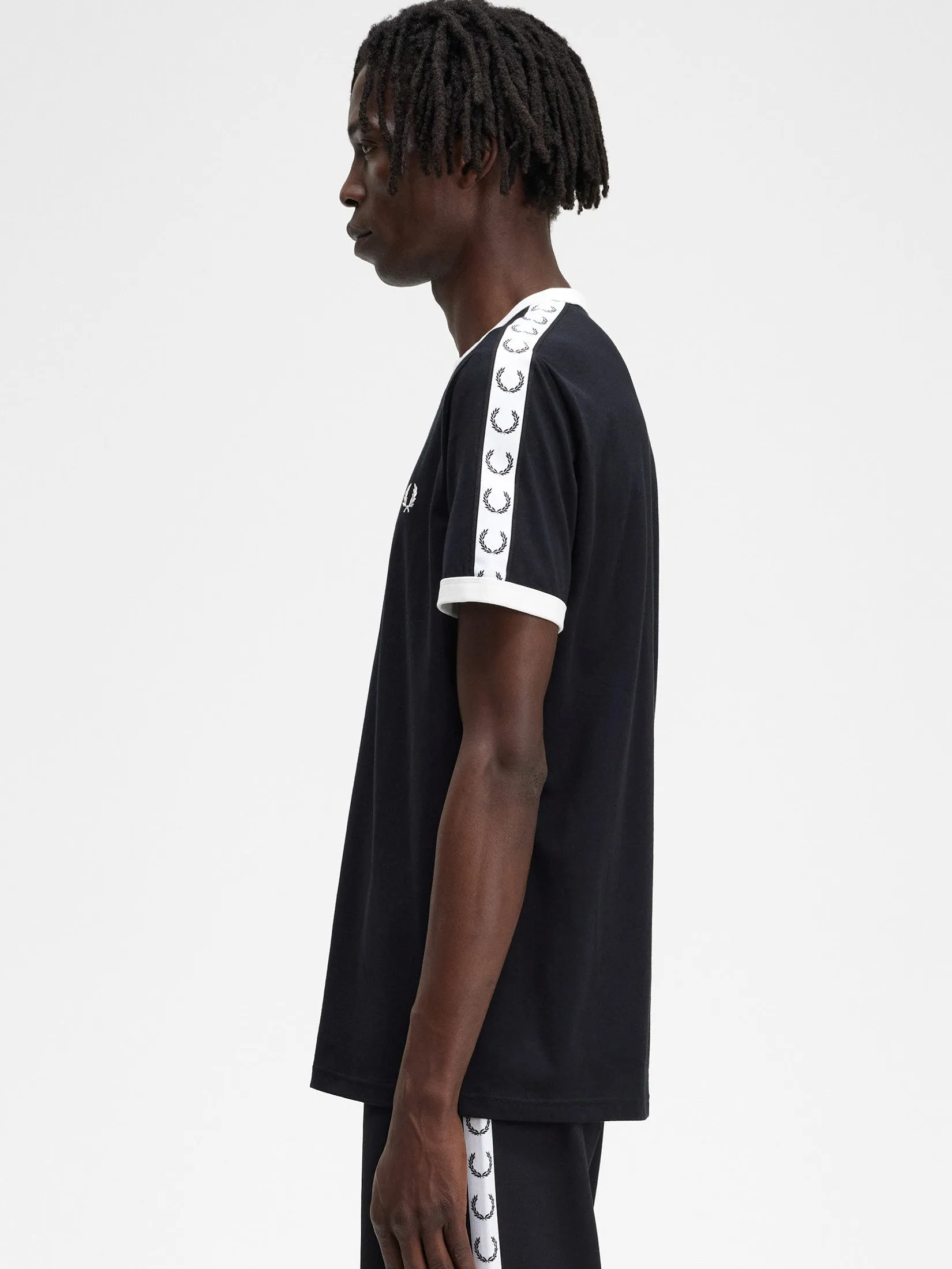 Fred Perry Men TAPED RINGER T-SHIRT Black Fred Perry Men TAPED RINGER T-SHIRT Black