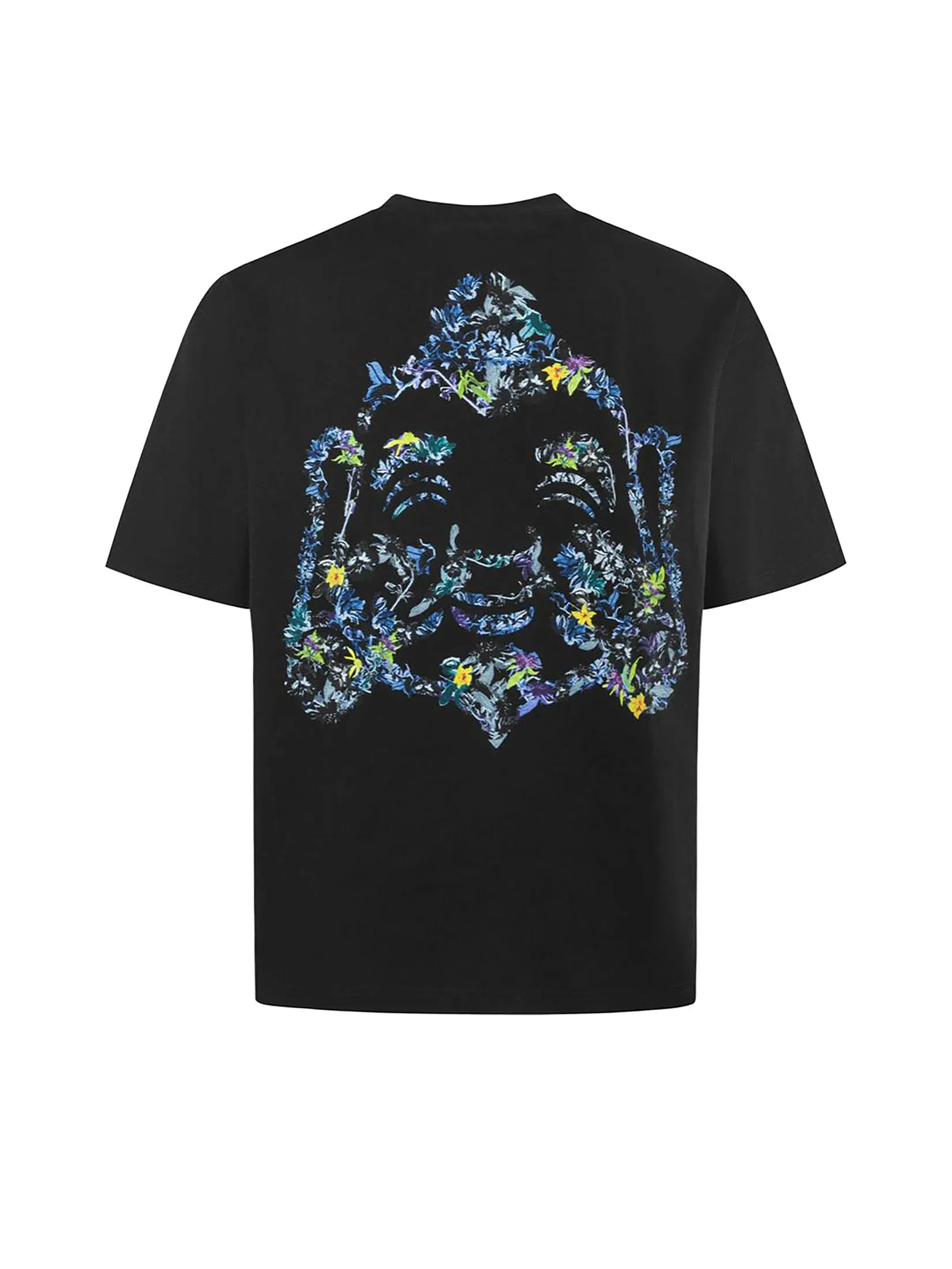 EVISU Men T-Shirt Floral Godhead Print Loose Fit Black EVISU Men T-Shirt Floral Godhead Print Loose Fit Black