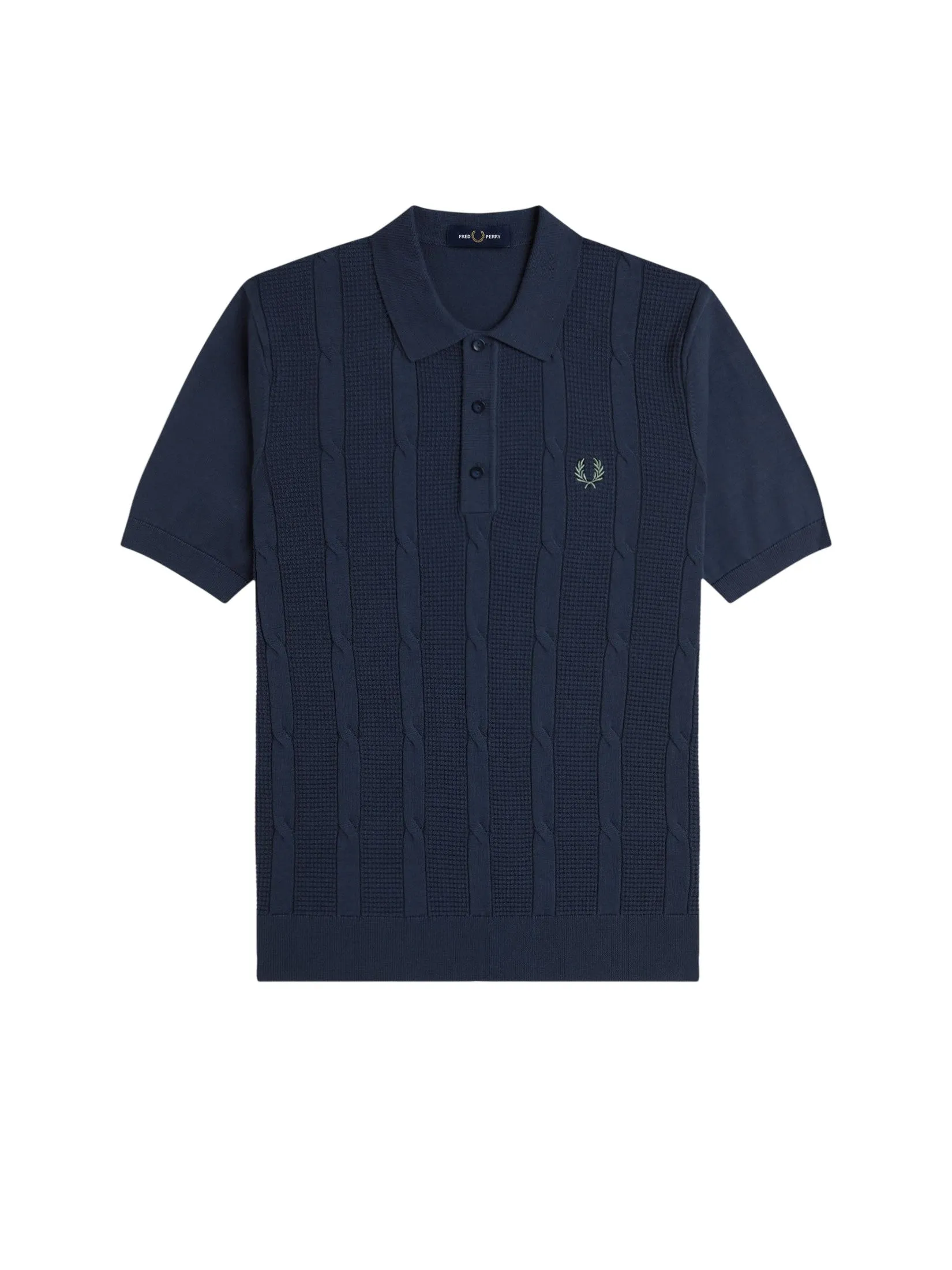 Fred Perry Men TEXTURED CABLE KNIT SHIRT Navy Fred Perry Men TEXTURED CABLE KNIT SHIRT Navy