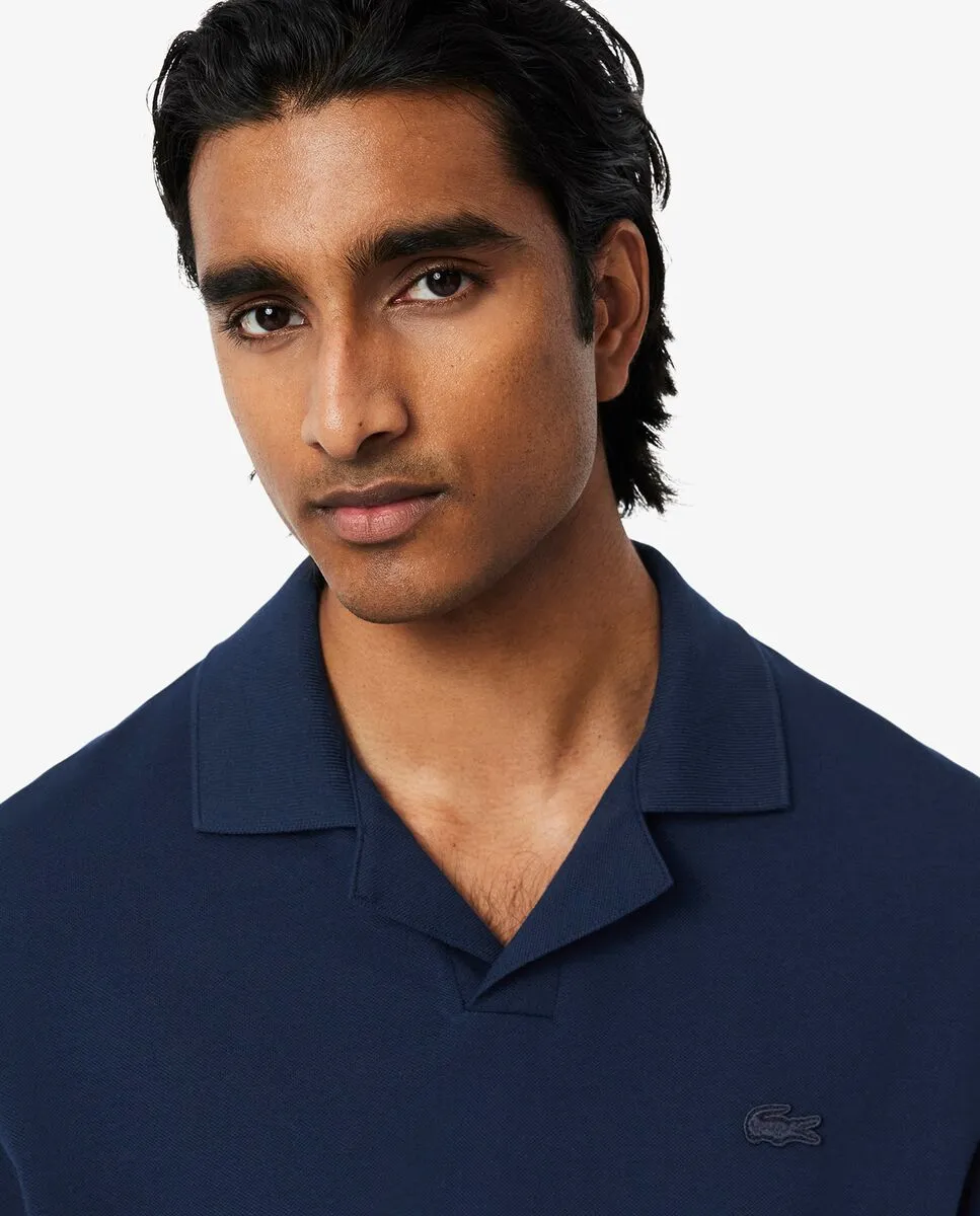 LACOSTE Classic Fit Open Neck Paris Polo Shirt Blue LACOSTE Classic Fit Open Neck Paris Polo Shirt Blue