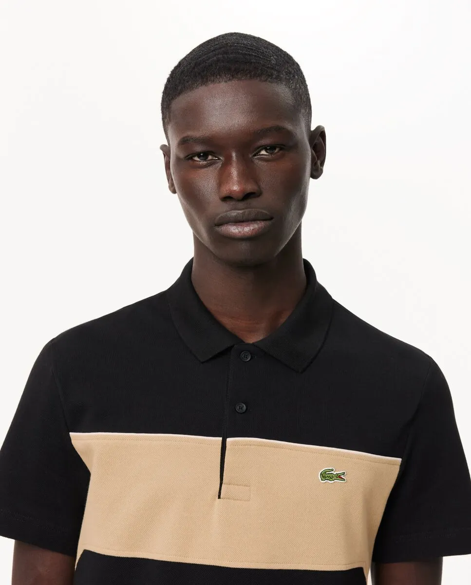 LACOSTE Regular Fit L.12.12 Colour-Block Polo Shirt Black LACOSTE Regular Fit L.12.12 Colour-Block Polo Shirt Black