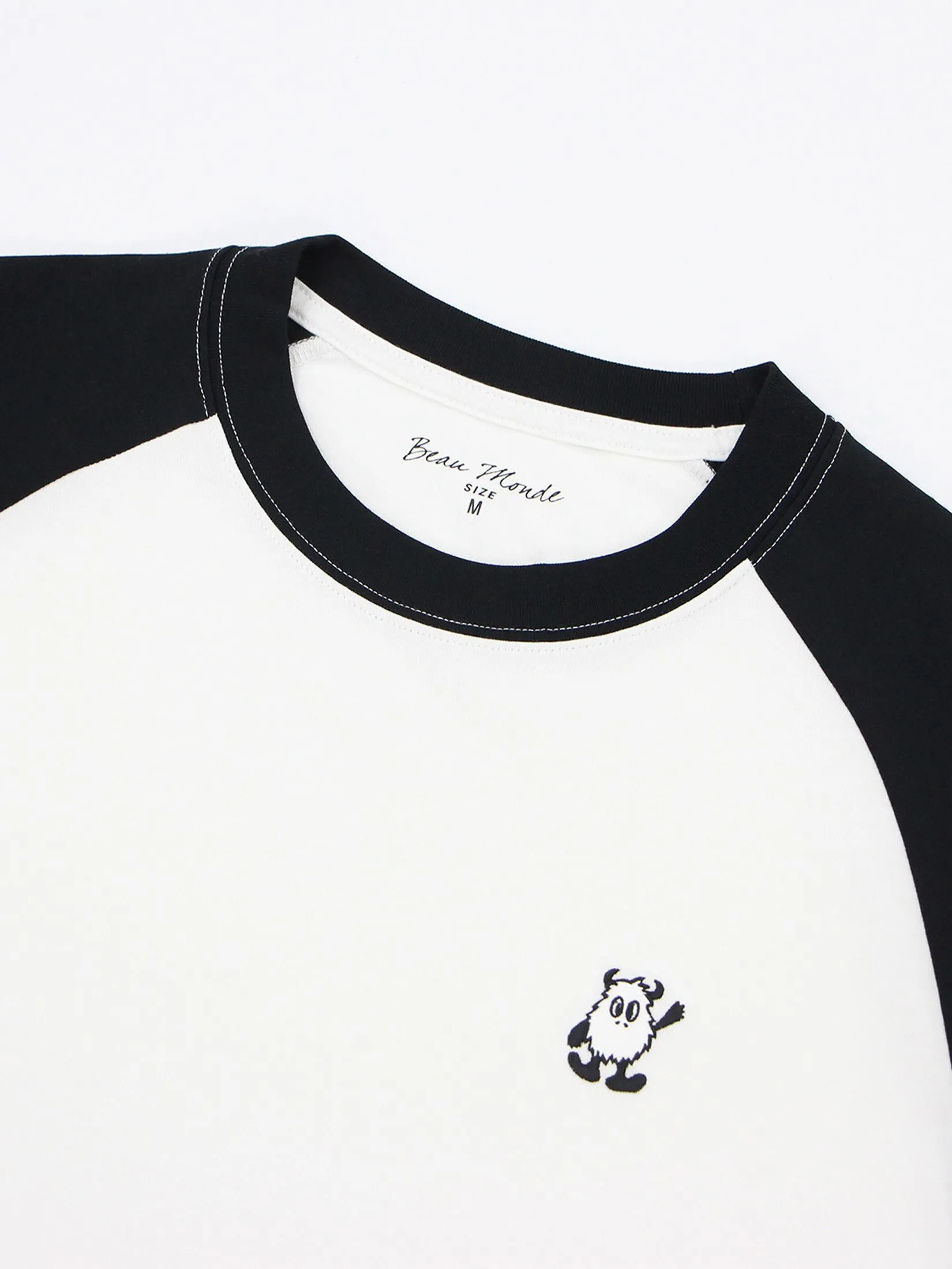 GIORDANO Men's Ice cooling embroidery raglan sleeve tee White Black GIORDANO Men's Ice cooling embroidery raglan sleeve tee White Black
