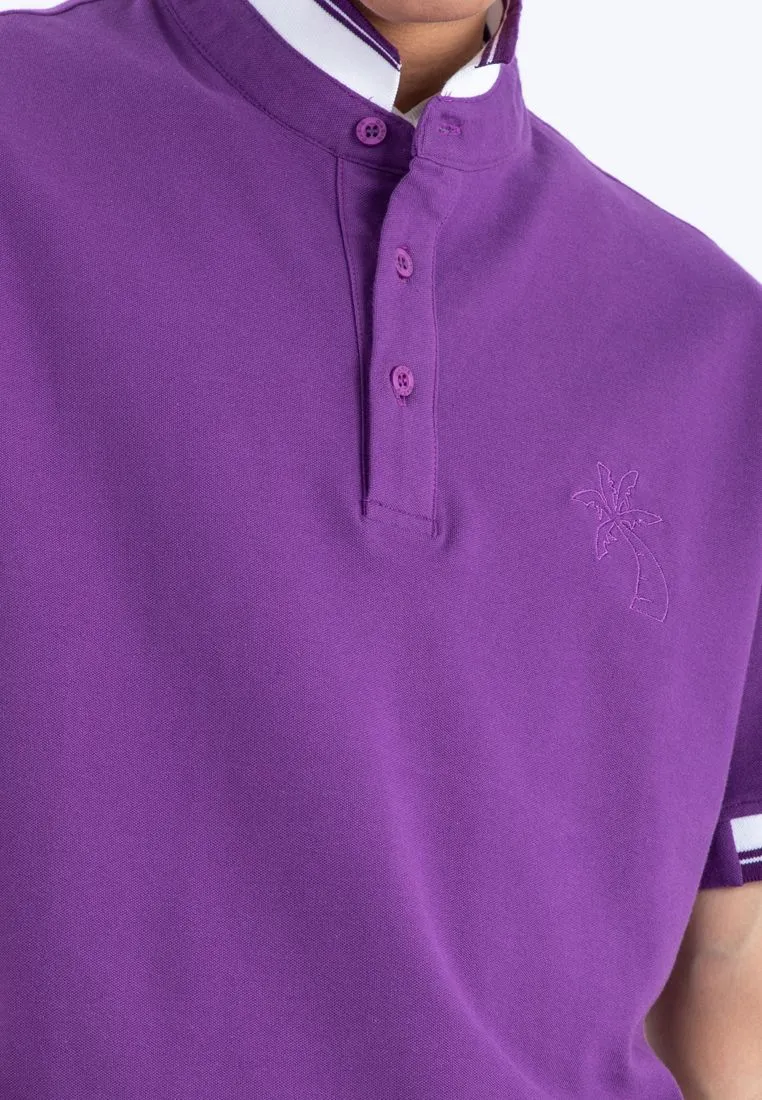 OASIS Purple Colourful Polo Shirt OASIS Purple Colourful Polo Shirt