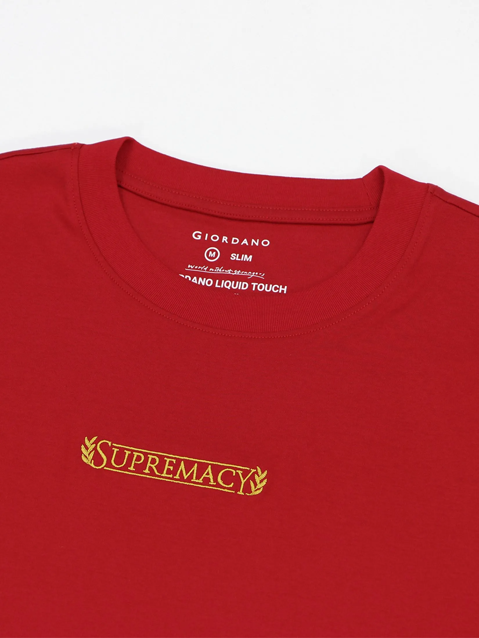 GIORDANO Men Liquid Touch Crew Neck Supremacy T-shirt (Smart Collar) Haute Red GIORDANO Men Liquid Touch Crew Neck Supremacy T-shirt (Smart Collar) Haute Red
