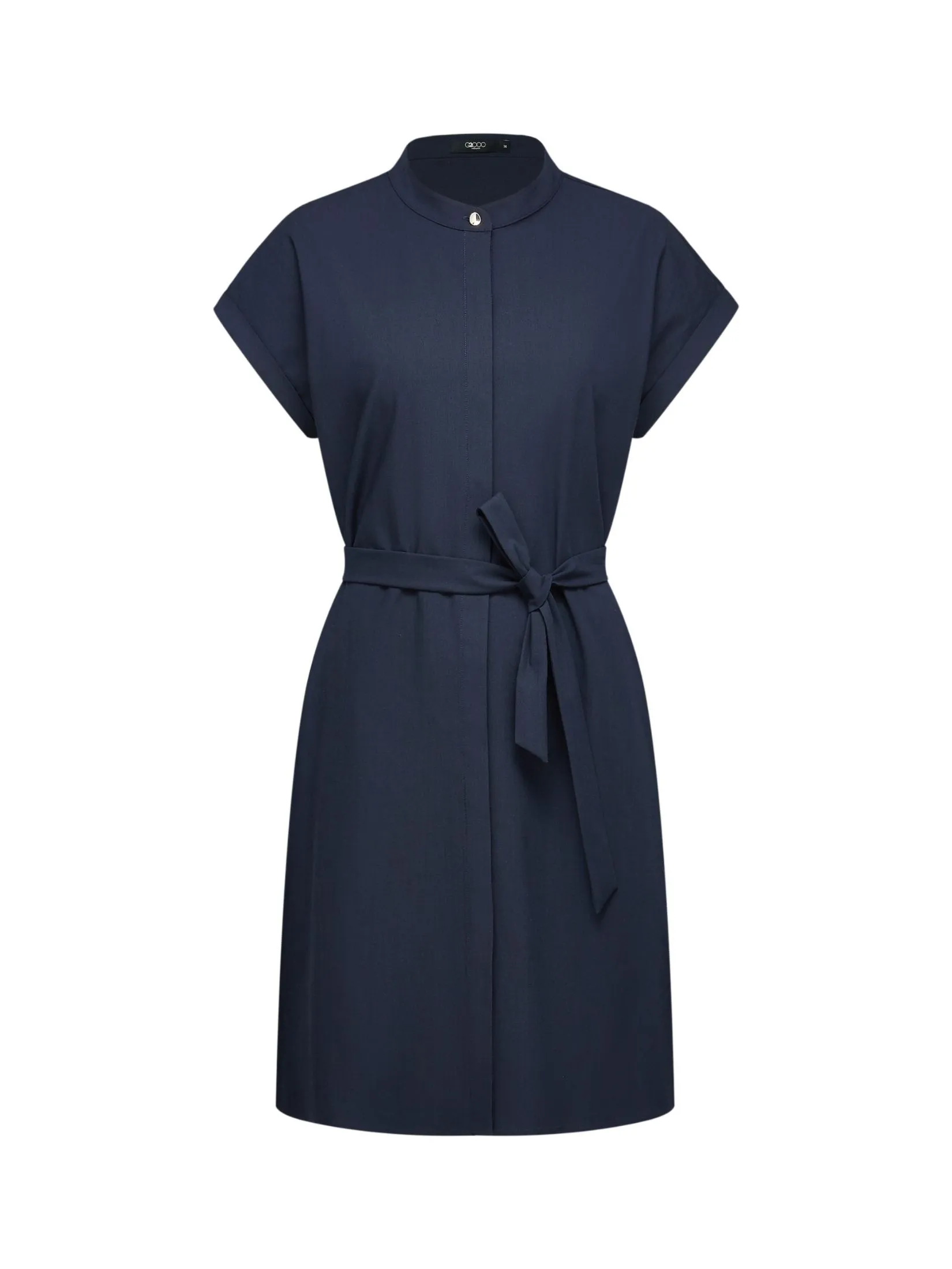 G2000 Women Clothing Stand Collar Shirt Dress Shift Shape - Navy G2000 Women Clothing Stand Collar Shirt Dress Shift Shape - Navy