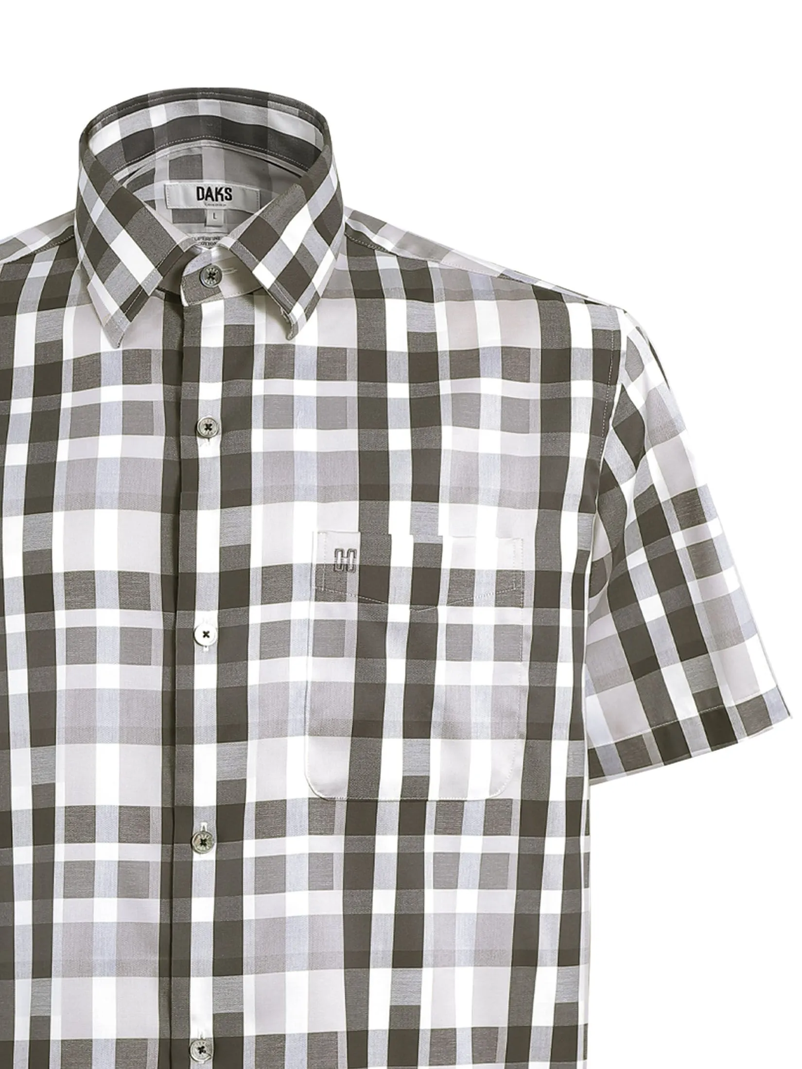 DAKS Men Short Sleeve Shirt Regular Fit Grey DAKS Men Short Sleeve Shirt Regular Fit Grey