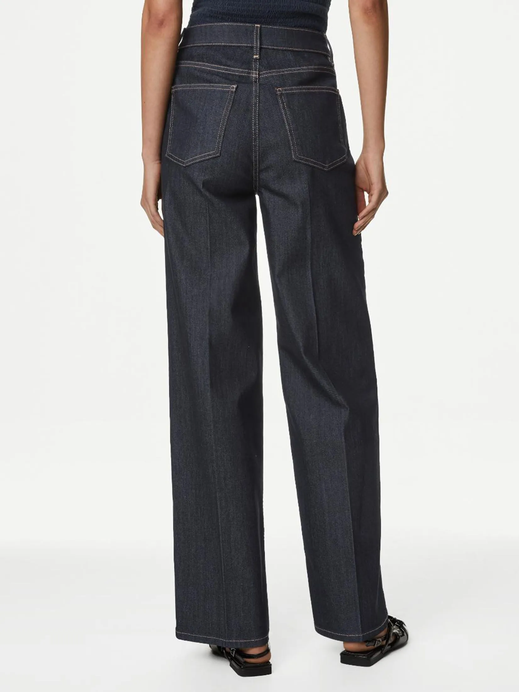 MARKS & SPENCER Women Jeans High Waisted Smart Wide Leg Indigo Mix MARKS & SPENCER Women Jeans High Waisted Smart Wide Leg Indigo Mix