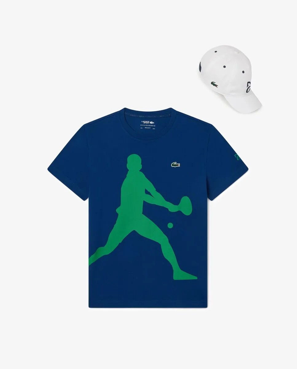 LACOSTE Lacoste Tennis x Novak Djokovic T-shirt and Cap Set Blue LACOSTE Lacoste Tennis x Novak Djokovic T-shirt and Cap Set Blue