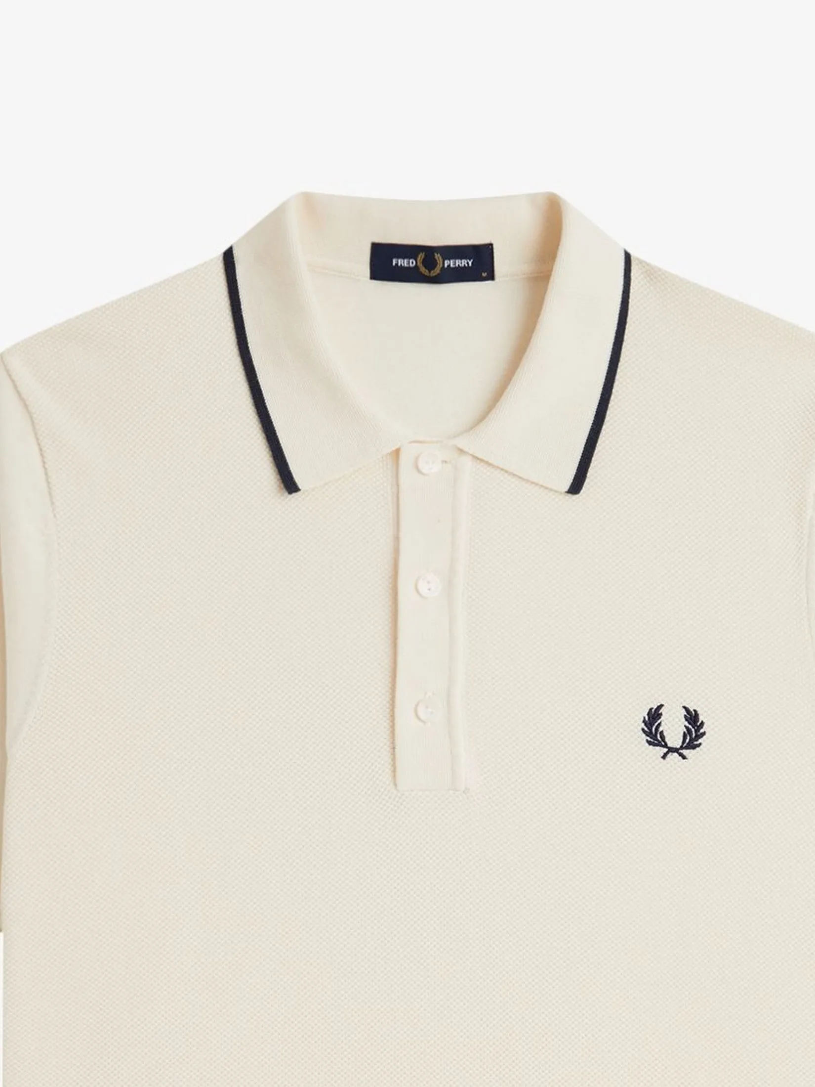 Fred Perry Men PIQUE STITCH KNITTED SHIRT Cream Fred Perry Men PIQUE STITCH KNITTED SHIRT Cream