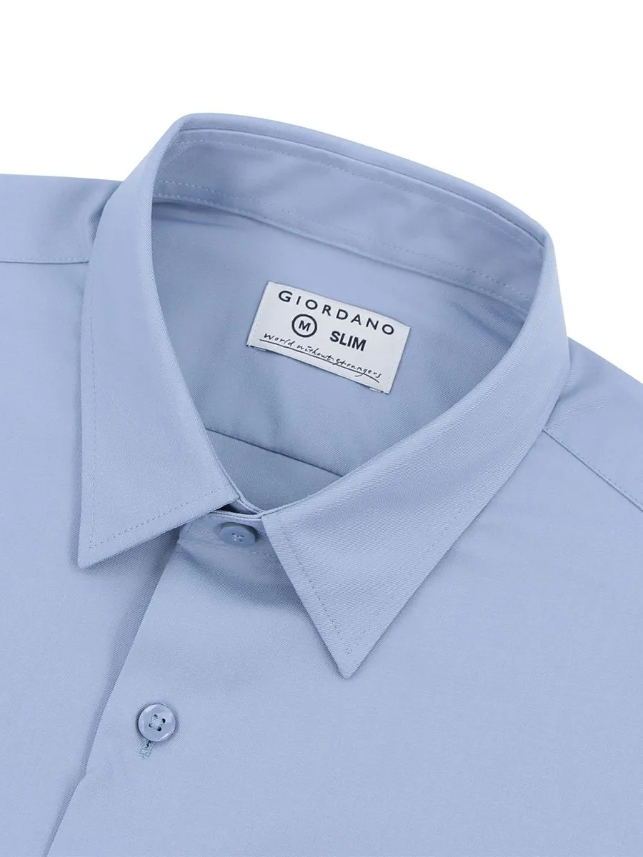 GIORDANO Men's Twill Easy Care Shirts  Blue GIORDANO Men's Twill Easy Care Shirts  Blue