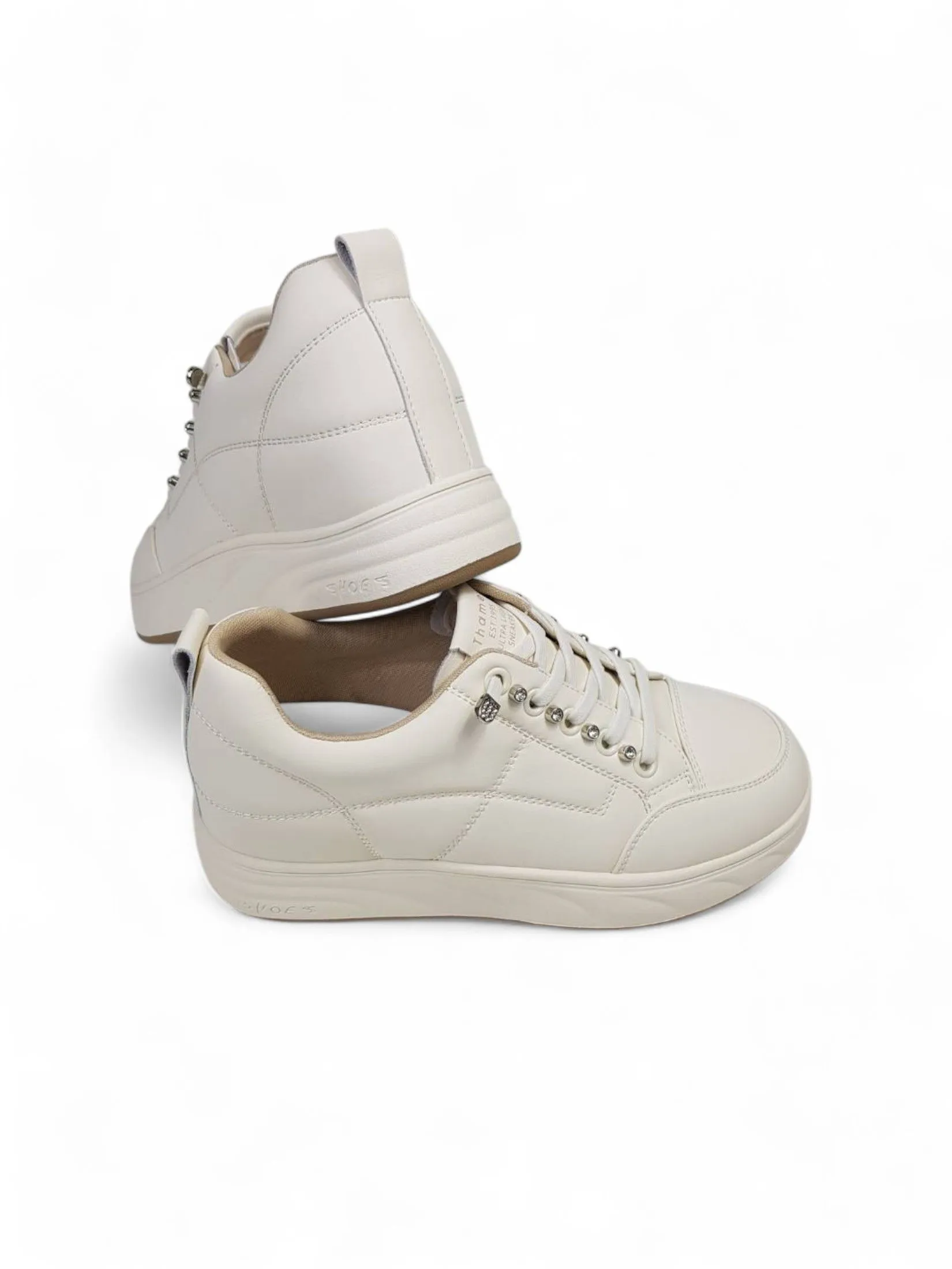 THAMES Women Sneakers Height 1.5 Inch Cream THAMES Women Sneakers Height 1.5 Inch Cream