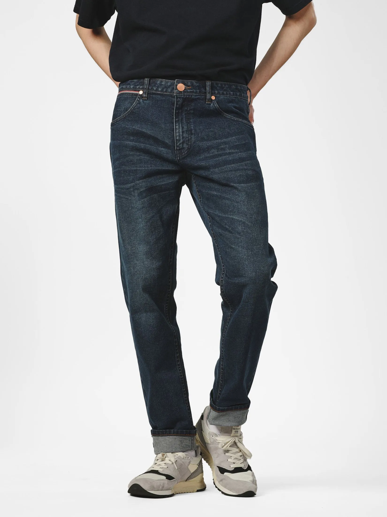 WRANGLER Men's Jeans (Red Selvedge) Casey Jones Collection Low Larston Fit Dark Indigo WRANGLER Men's Jeans (Red Selvedge) Casey Jones Collection Low Larston Fit Dark Indigo