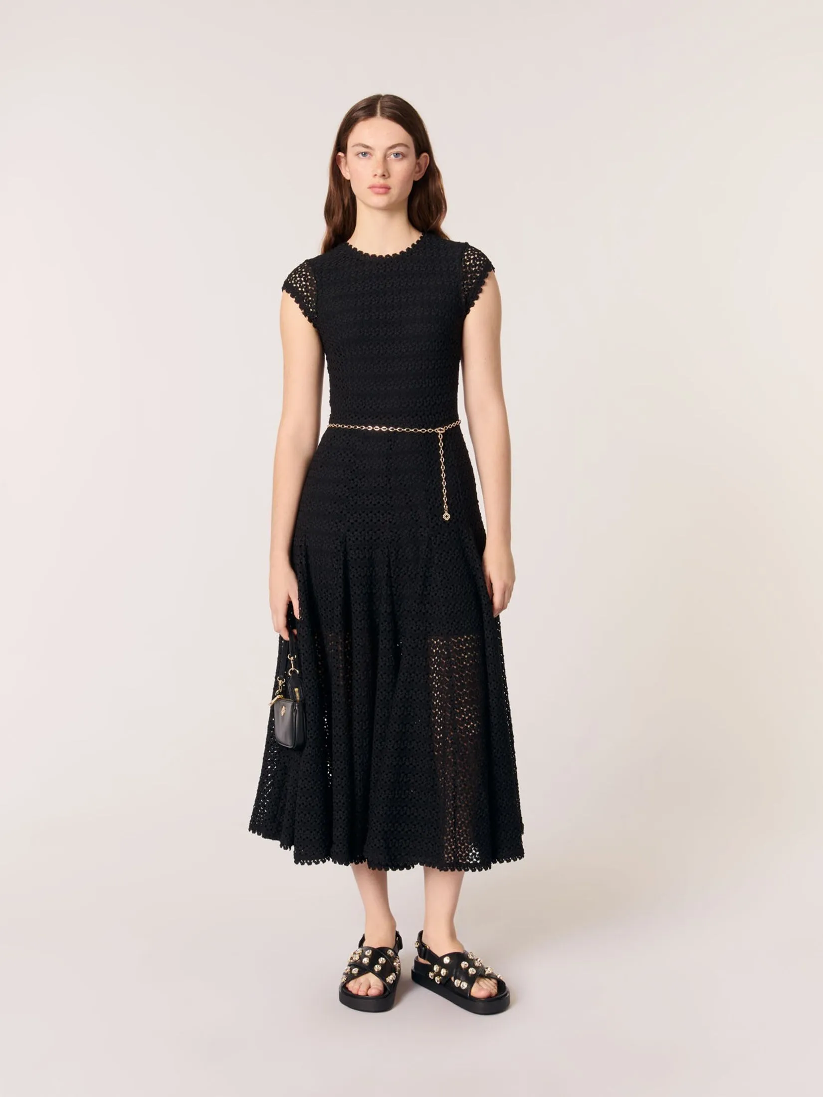MAJE Women Maxi Dress Crochet-Knit MAJE Women Maxi Dress Crochet-Knit