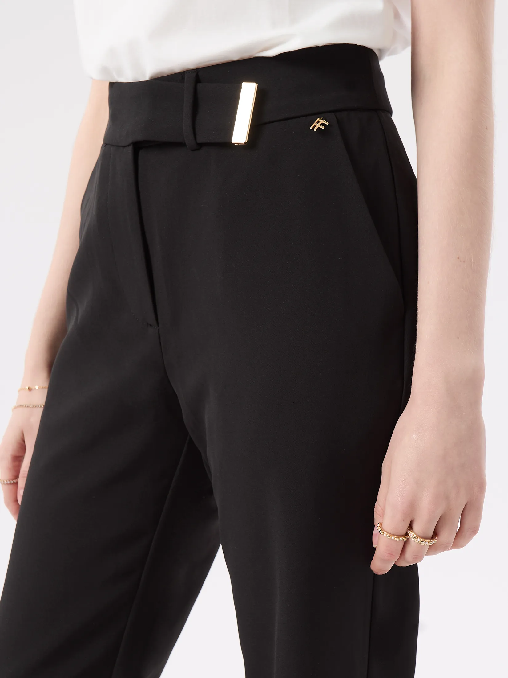 F-FASHION Fit and Flare Trousers Women Black F-FASHION Fit and Flare Trousers Women Black