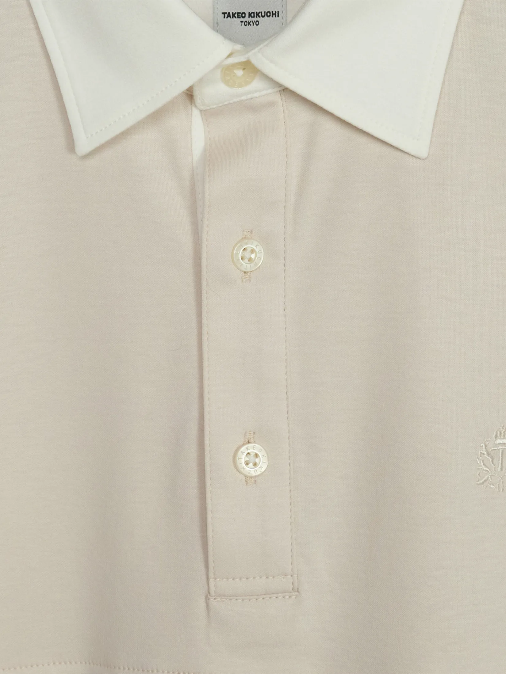 TAKEO KIKUCHI MEN BEIGE SOFT ROYAL-COOL CUT&SEW POLO SHIRT TAKEO KIKUCHI MEN BEIGE SOFT ROYAL-COOL CUT&SEW POLO SHIRT