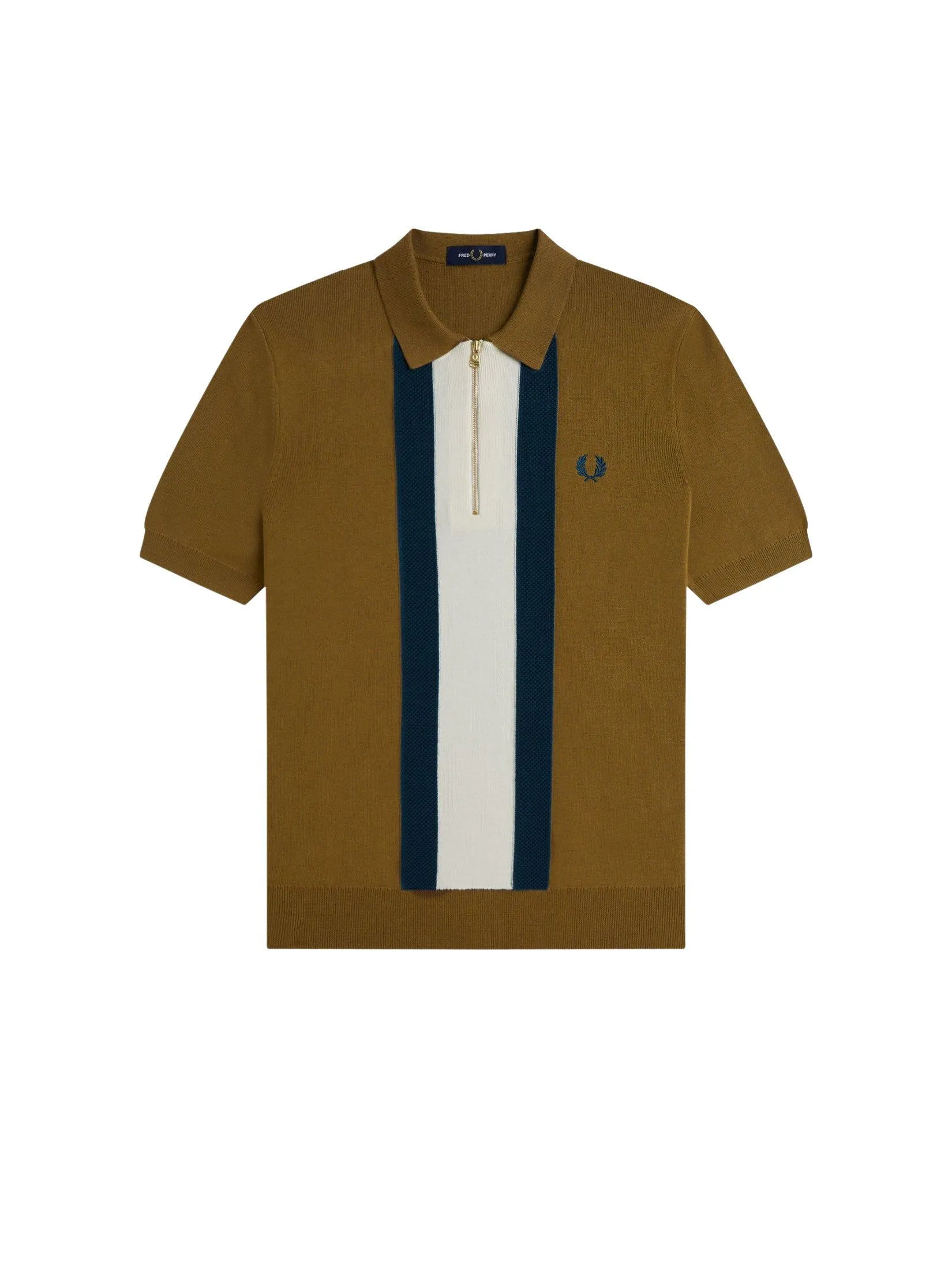 Fred Perry Men TEXTURED STRIPE KNITTED SHIRT Brown Fred Perry Men TEXTURED STRIPE KNITTED SHIRT Brown