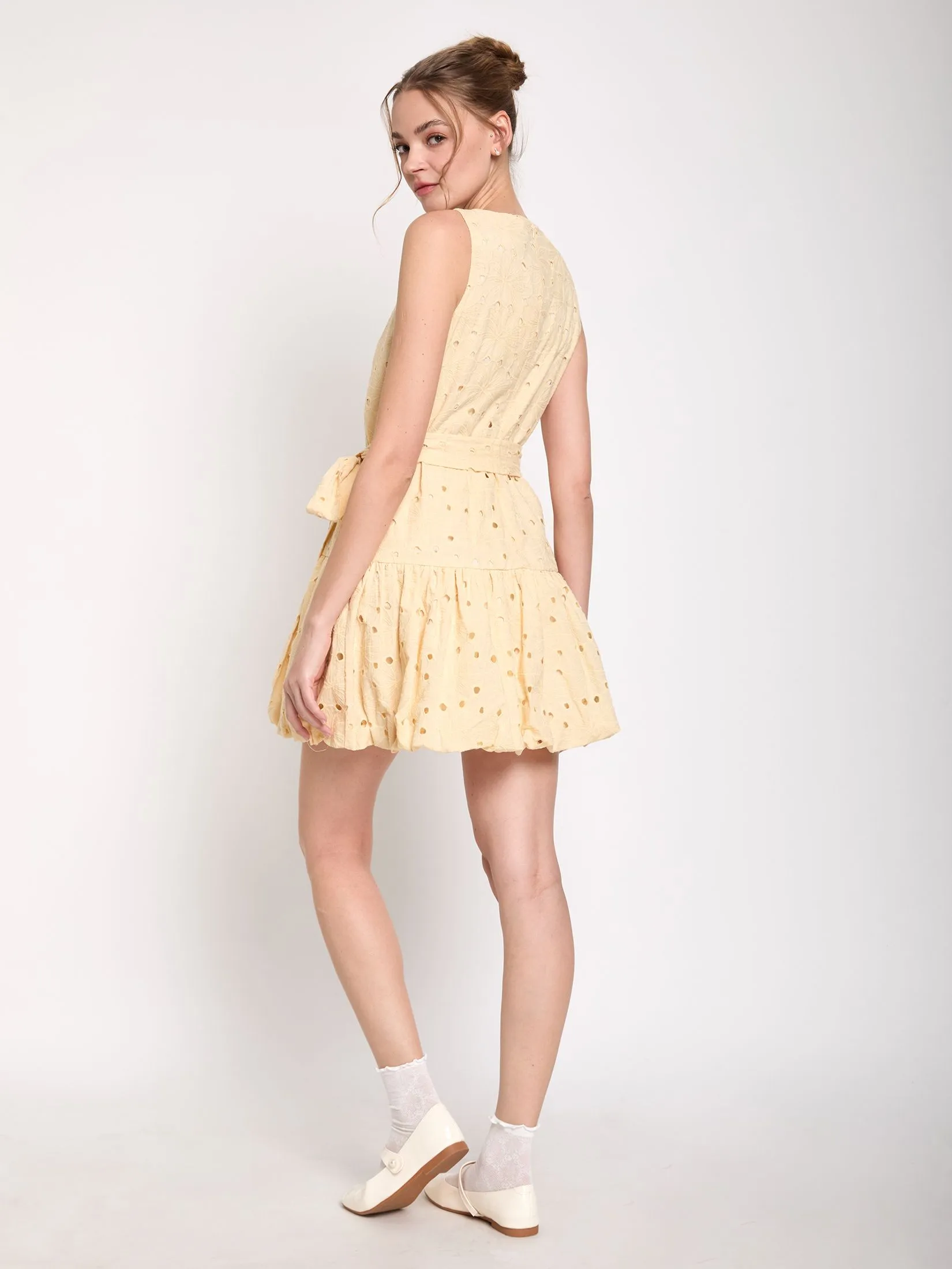 LOLITA Women Balloon Dress Sleeveless Eyelet Lace
