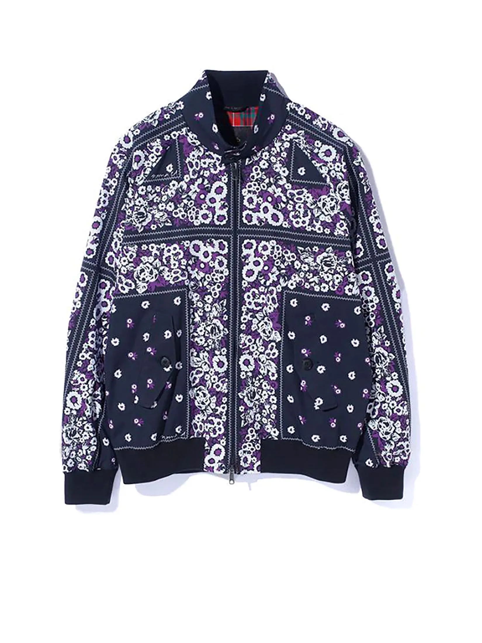 BARACUTA Unisex Harrington Jacket G9 Archive Fits NomaTD Print Black/Purple BARACUTA Unisex Harrington Jacket G9 Archive Fits NomaTD Print Black/Purple