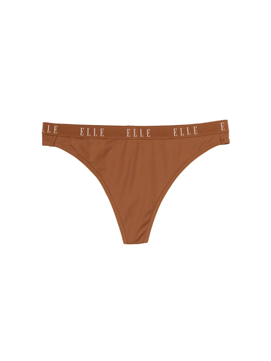 ELLE LINGERIE Women G-STRING woven rubber LOGO ELLE LU8724 - Brown ELLE LINGERIE Women G-STRING woven rubber LOGO ELLE LU8724 - Brown