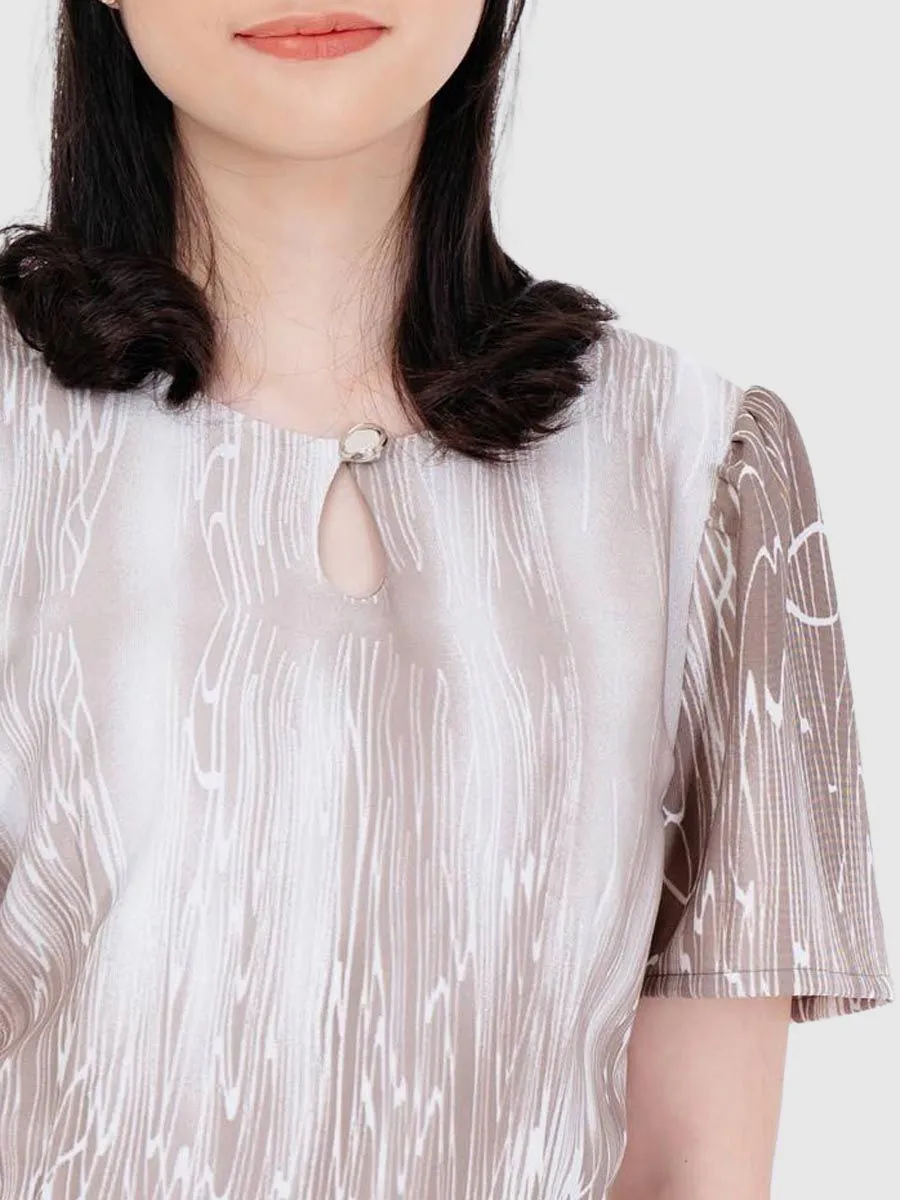 AMILA Women Dress Cushion Border Brown AMILA Women Dress Cushion Border Brown