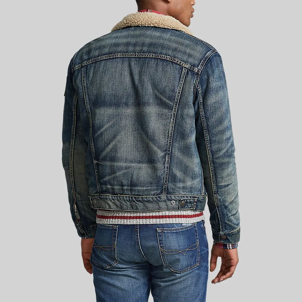 POLO RALPH LAUREN MEN JACKET Fleece-Lined Trucker Jacket MNPOOTW16020696 400 BLUE POLO RALPH LAUREN MEN JACKET Fleece-Lined Trucker Jacket MNPOOTW16020696 400 BLUE