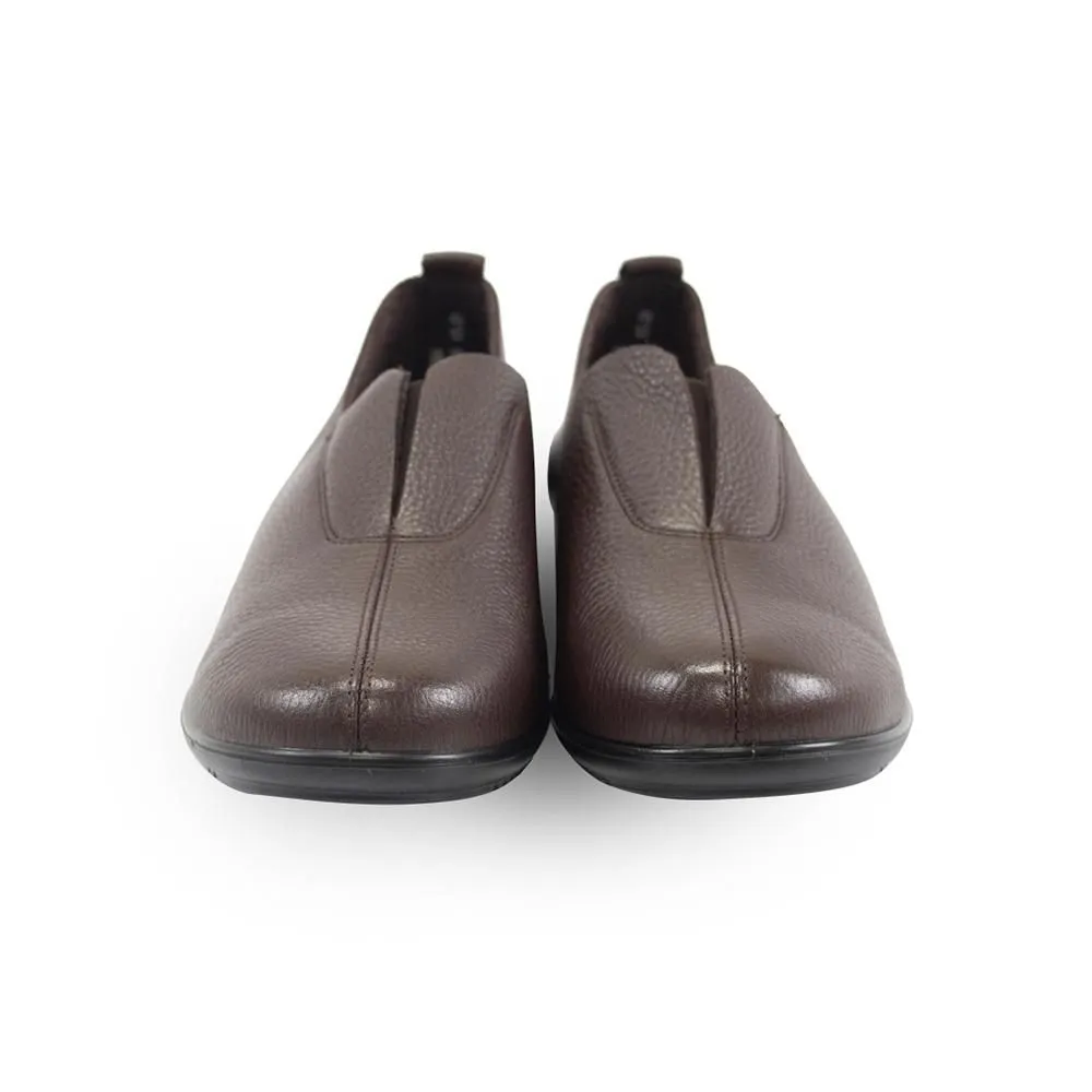 POLO CLUB Brown Leather Court Shoes Rounded Toe Wedge P1555 POLO CLUB Brown Leather Court Shoes Rounded Toe Wedge P1555