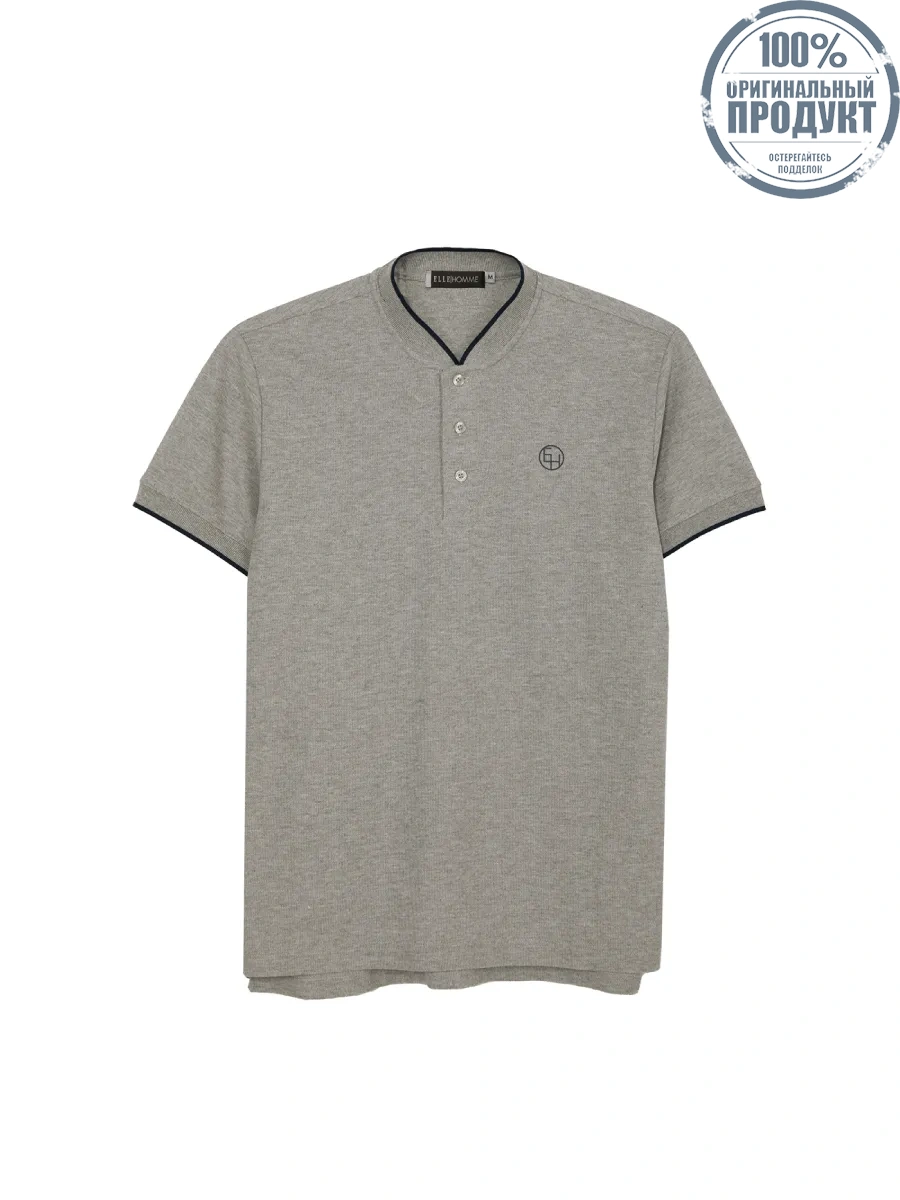 ELLE HOMME Men Mandarin collar shirt short sleeves Smart fit W8K912 - Grey ELLE HOMME Men Mandarin collar shirt short sleeves Smart fit W8K912 - Grey