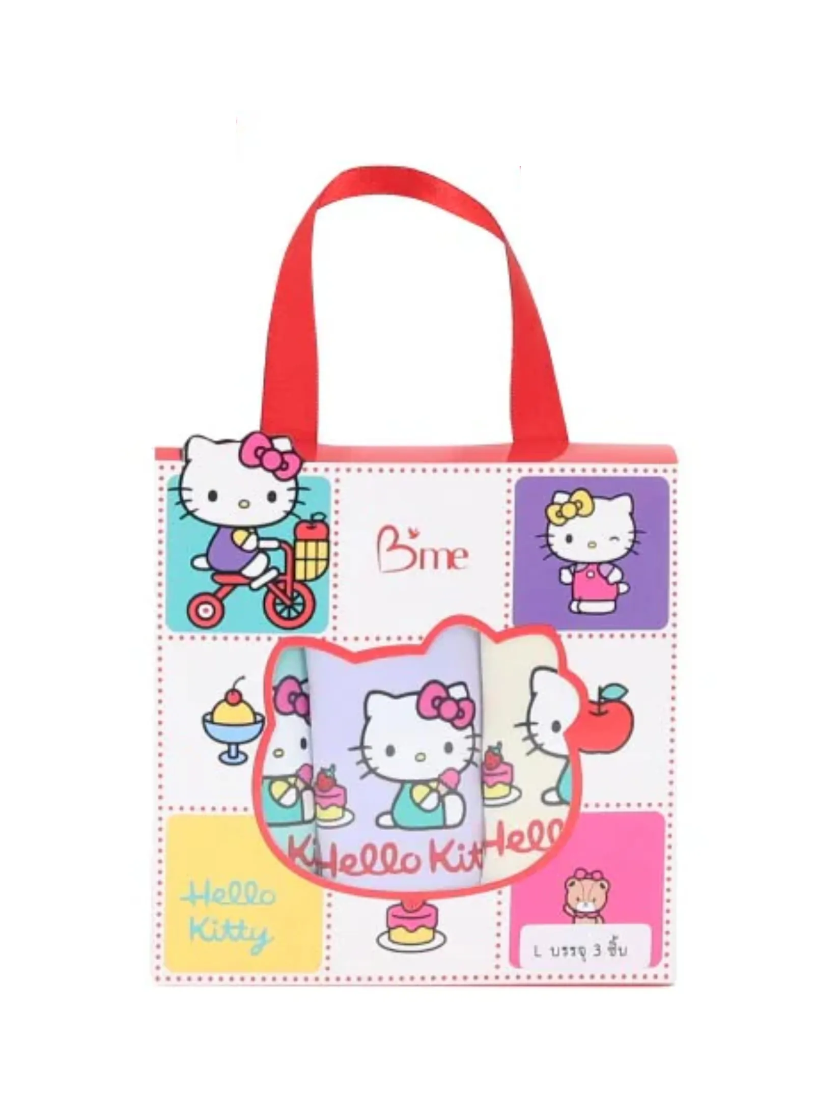 B'ME B me MEU020 Hello Kitty HALF Panty Pack (3 pcs, Cream/Purple/Green) B'ME B me MEU020 Hello Kitty HALF Panty Pack (3 pcs, Cream/Purple/Green)
