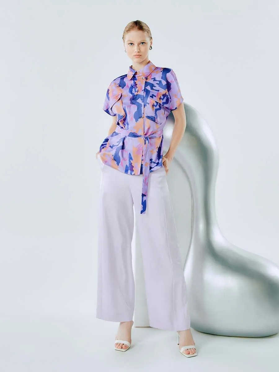 Shaka Woman Pants Elegants Satin Purple Shaka Woman Pants Elegants Satin Purple