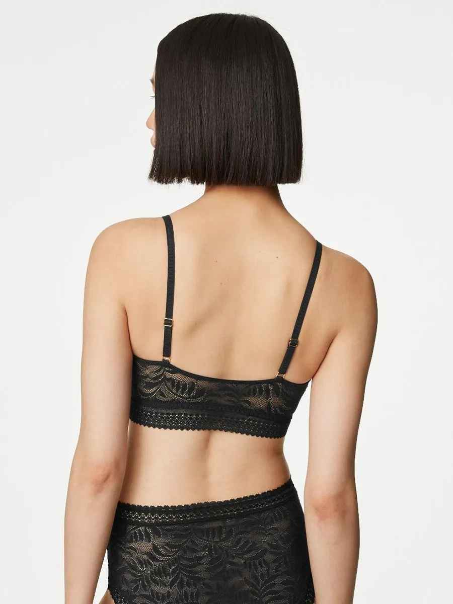 MARKS & SPENCER Women Bralette Flexifit Lace Non Wired Black MARKS & SPENCER Women Bralette Flexifit Lace Non Wired Black