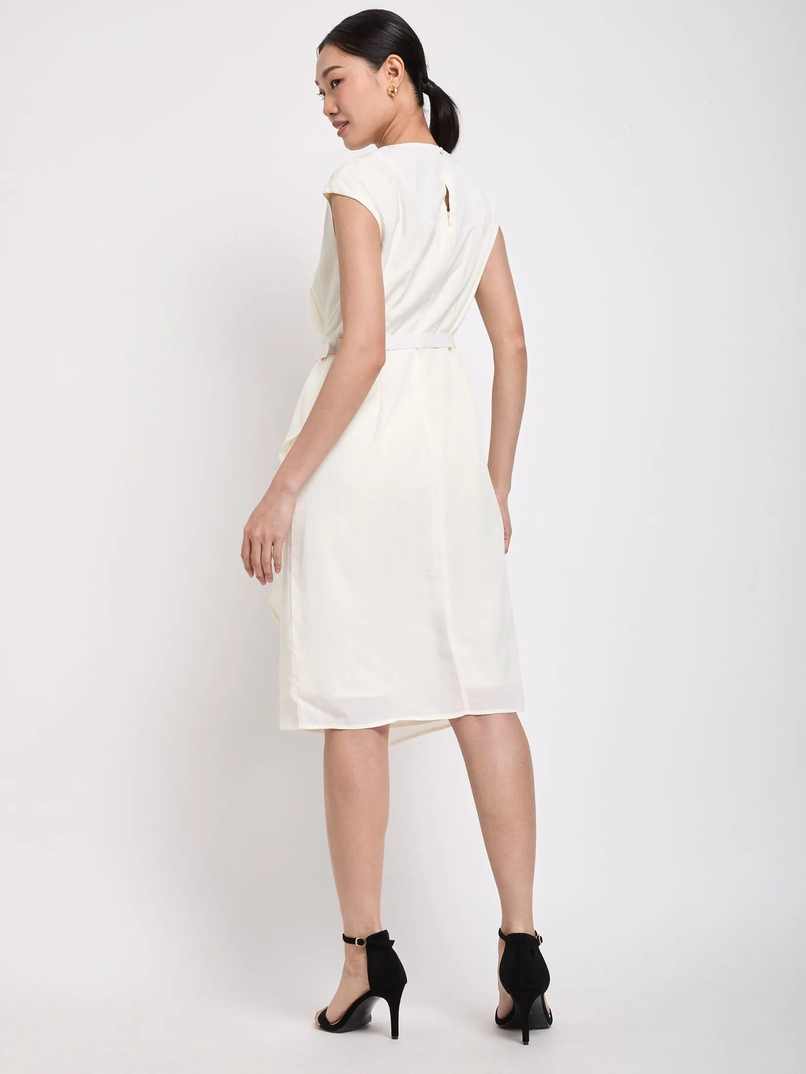 EXPRESSIONS Women Dress Cap Sleeves with Front Drape EXPRESSIONS Women Dress Cap Sleeves with Front Drape