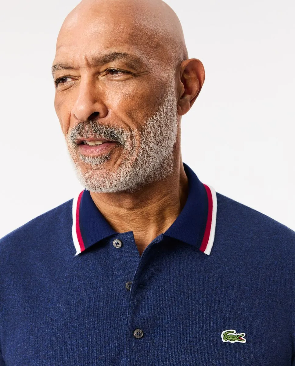LACOSTE Regular Fit Stretch Mini Piqu  Polo Shirt Blue LACOSTE Regular Fit Stretch Mini Piqu  Polo Shirt Blue