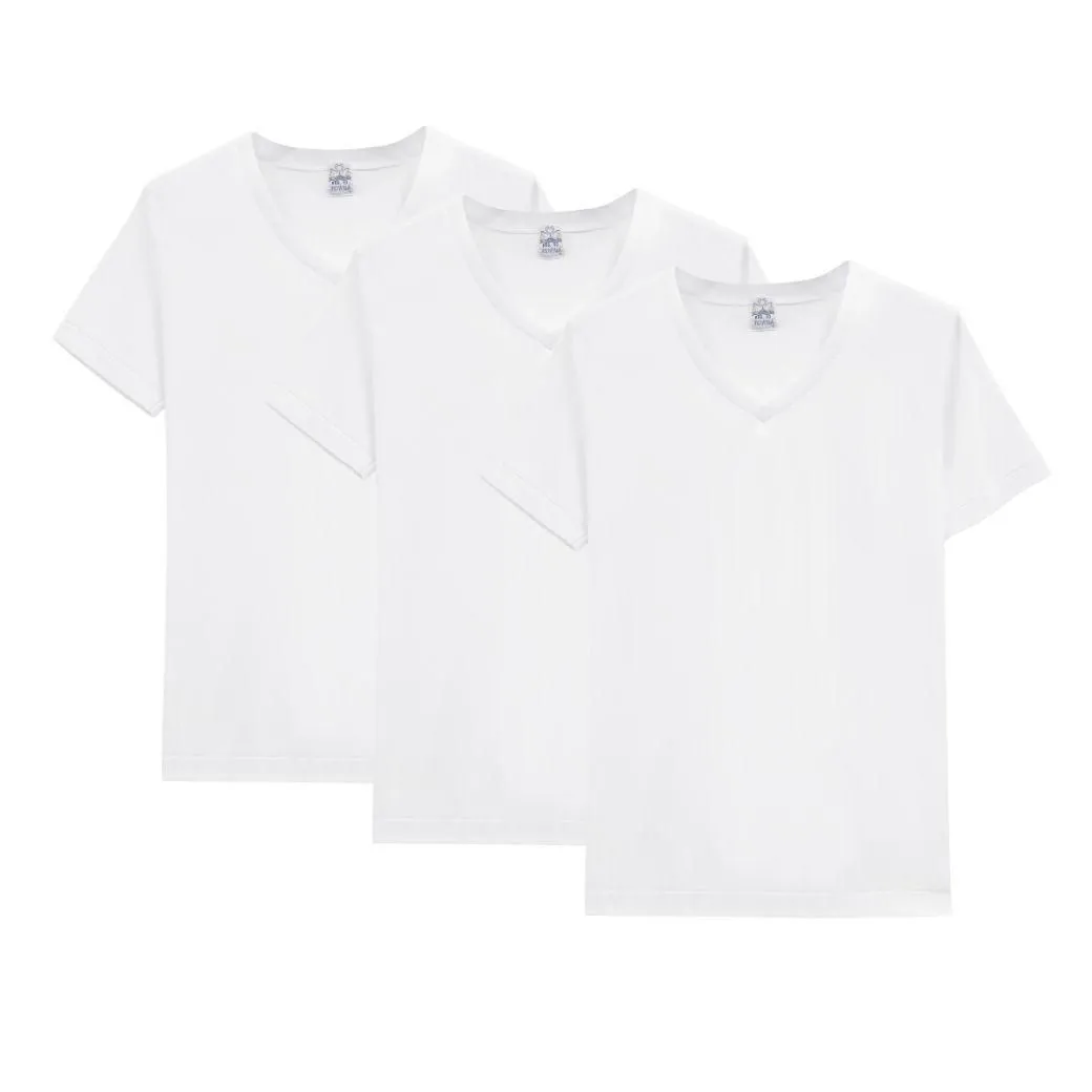 DOUBLE GOOSE Double goose classic white V-neck T-shirts pack 3 pcs. DOUBLE GOOSE Double goose classic white V-neck T-shirts pack 3 pcs.