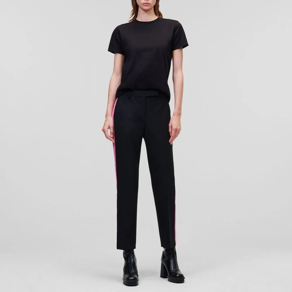 KARL LAGERFELD COLOUR-POP TAILORED PANTS BLACK KARL LAGERFELD COLOUR-POP TAILORED PANTS BLACK