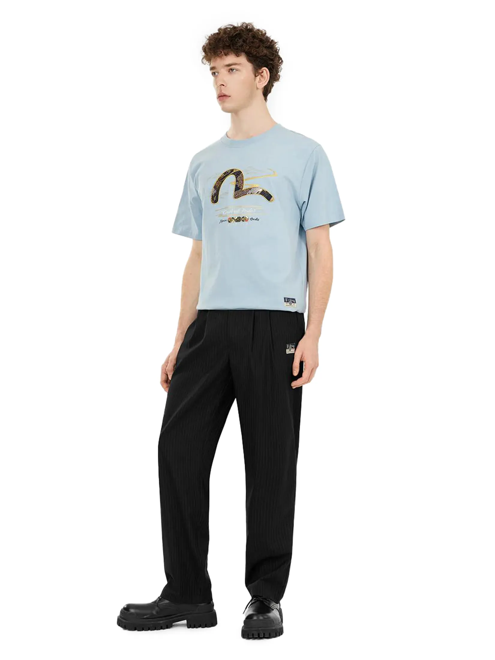 EVISU Men T-shirt Brocade Seagull Applique Regular Fit EVISU Men T-shirt Brocade Seagull Applique Regular Fit